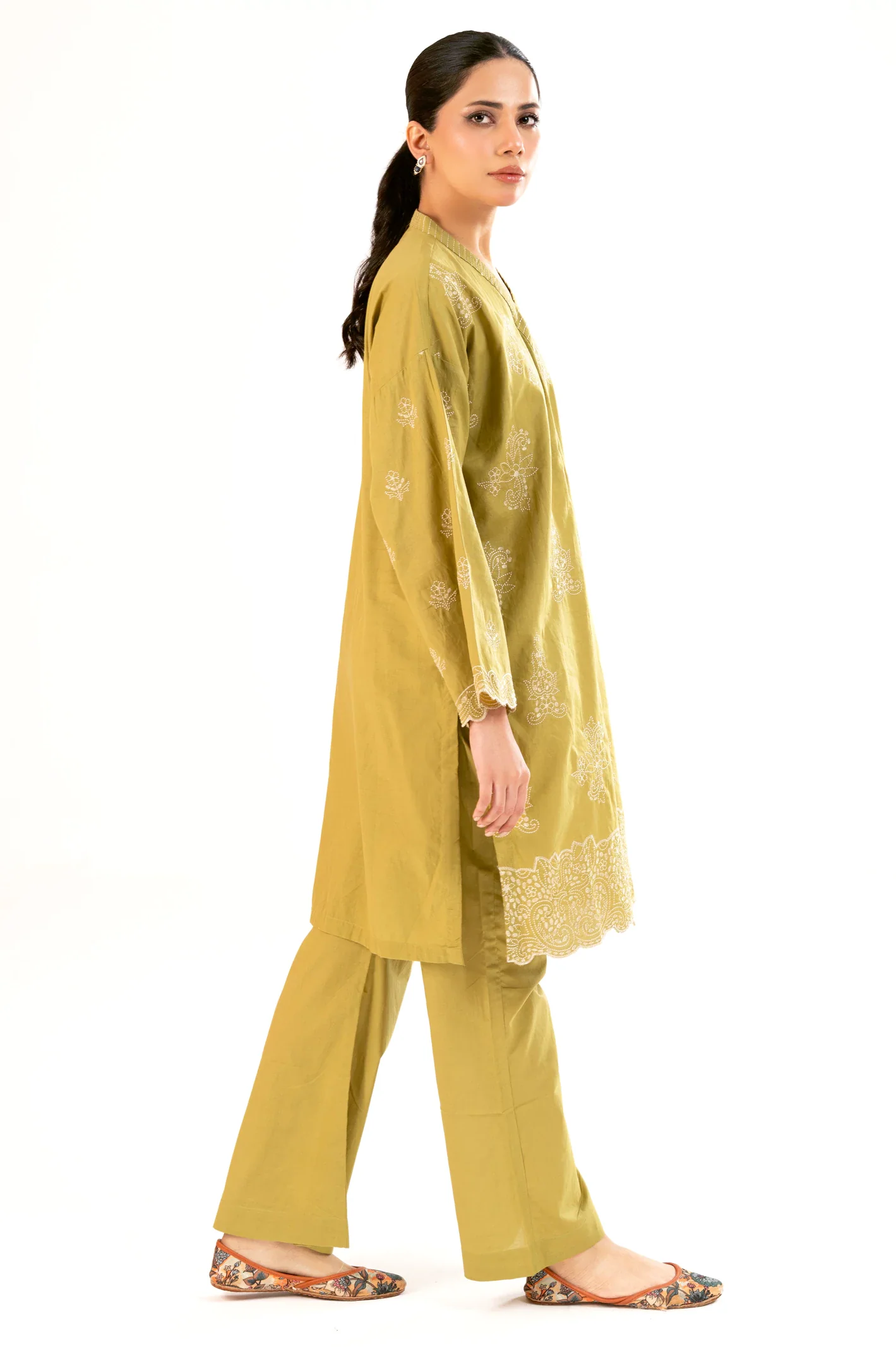 Olive Embroidered 2PC - Image 3