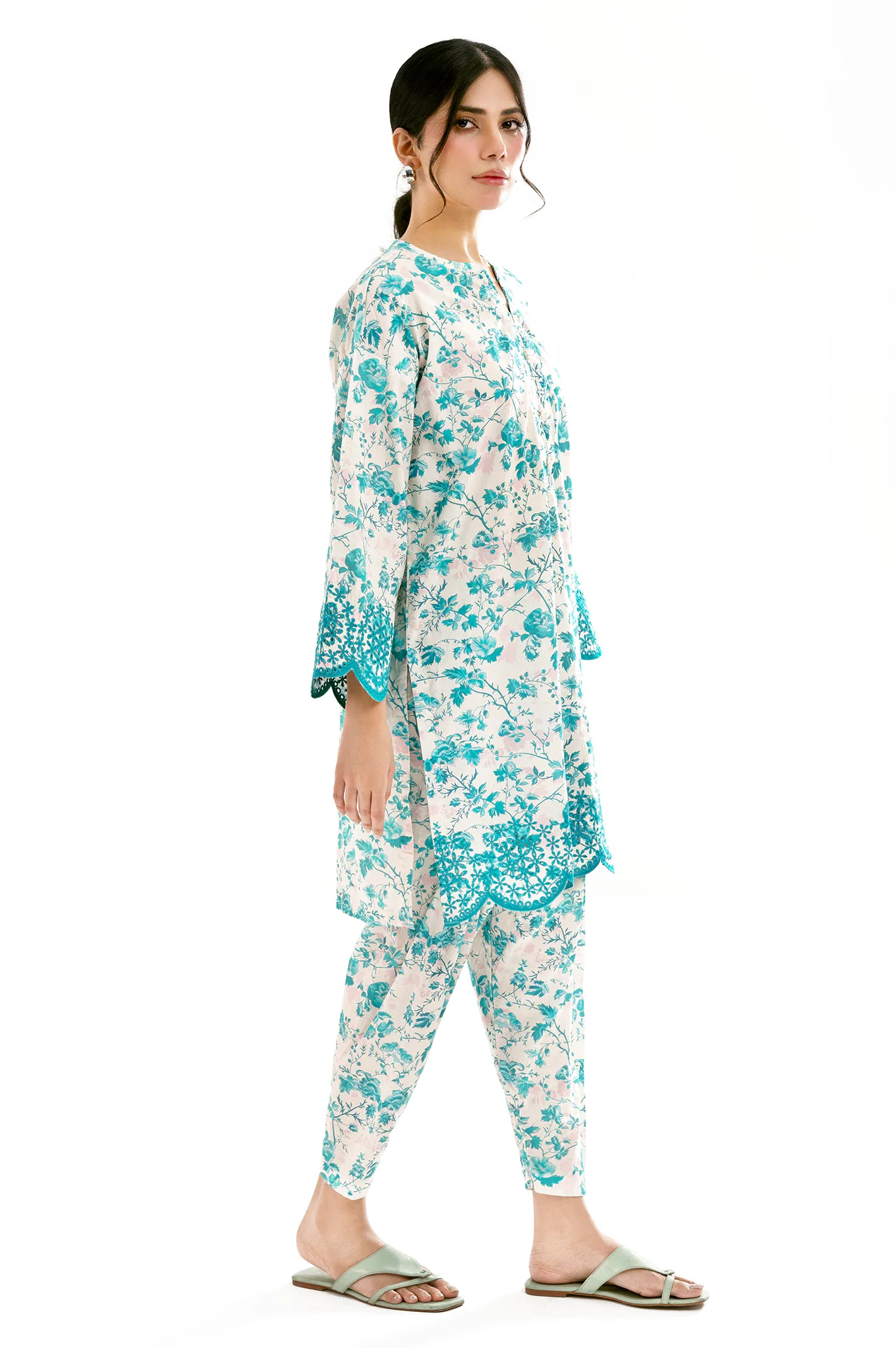 Sea Green Embroidered 2PC - Image 3