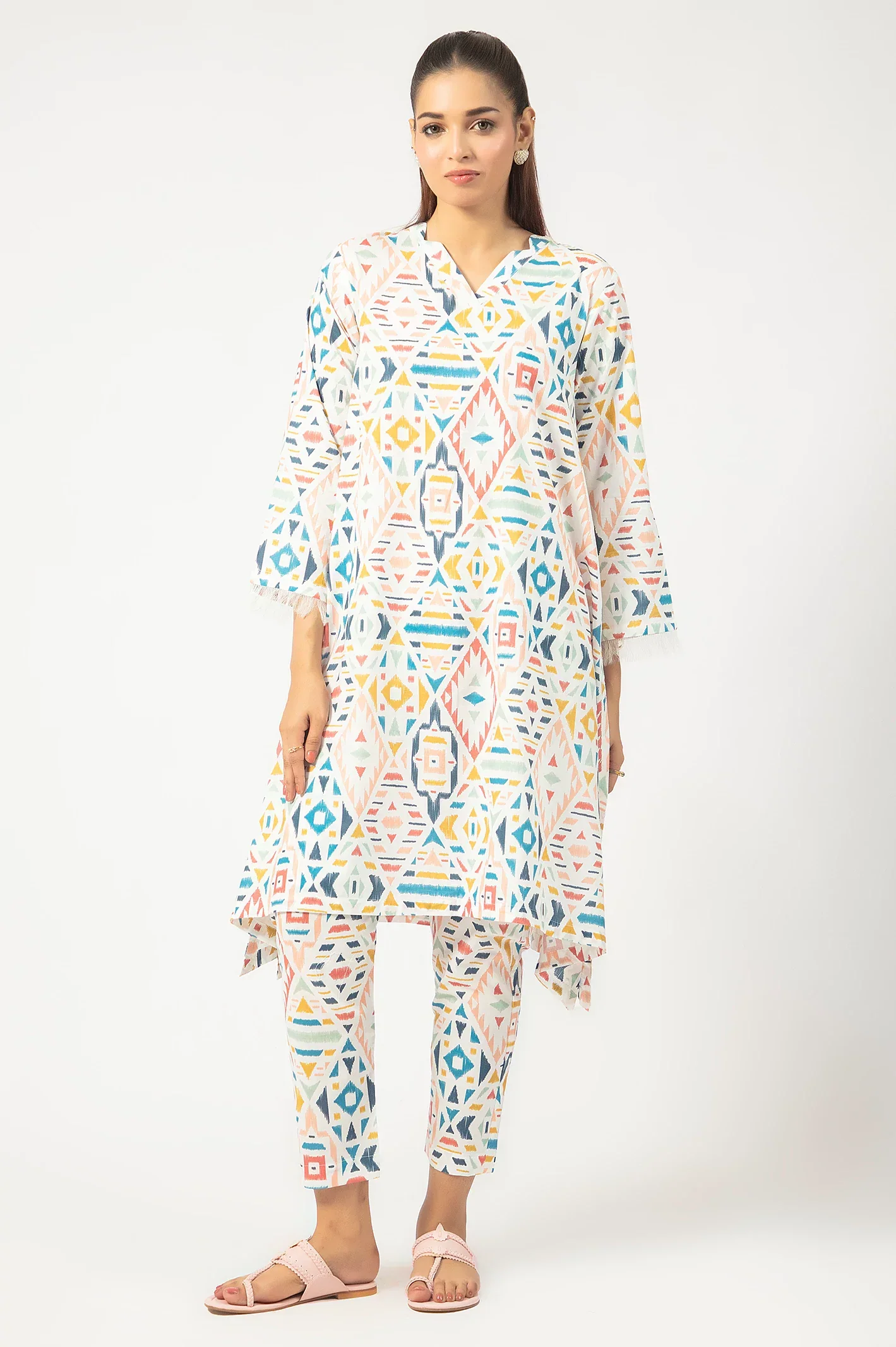 White Printed 2PC