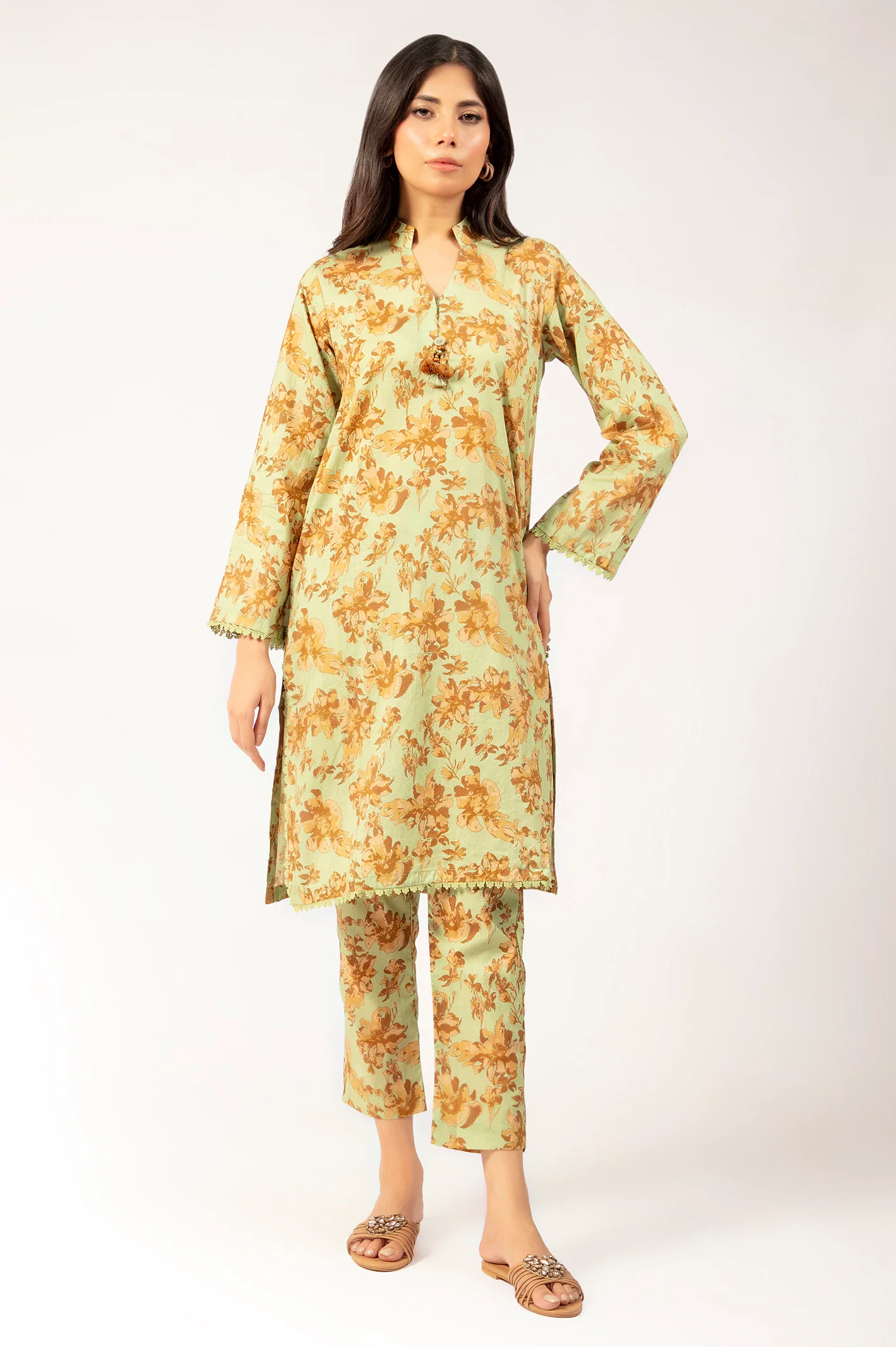 Parrot Green Printed 2PC