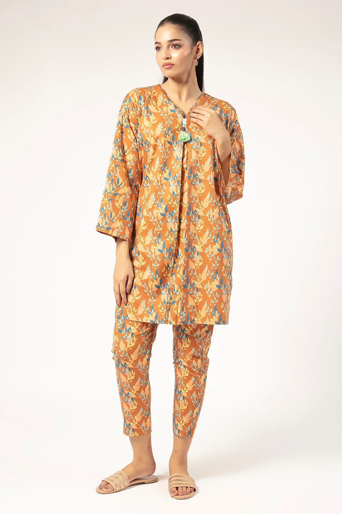 Brown Printed 2PC