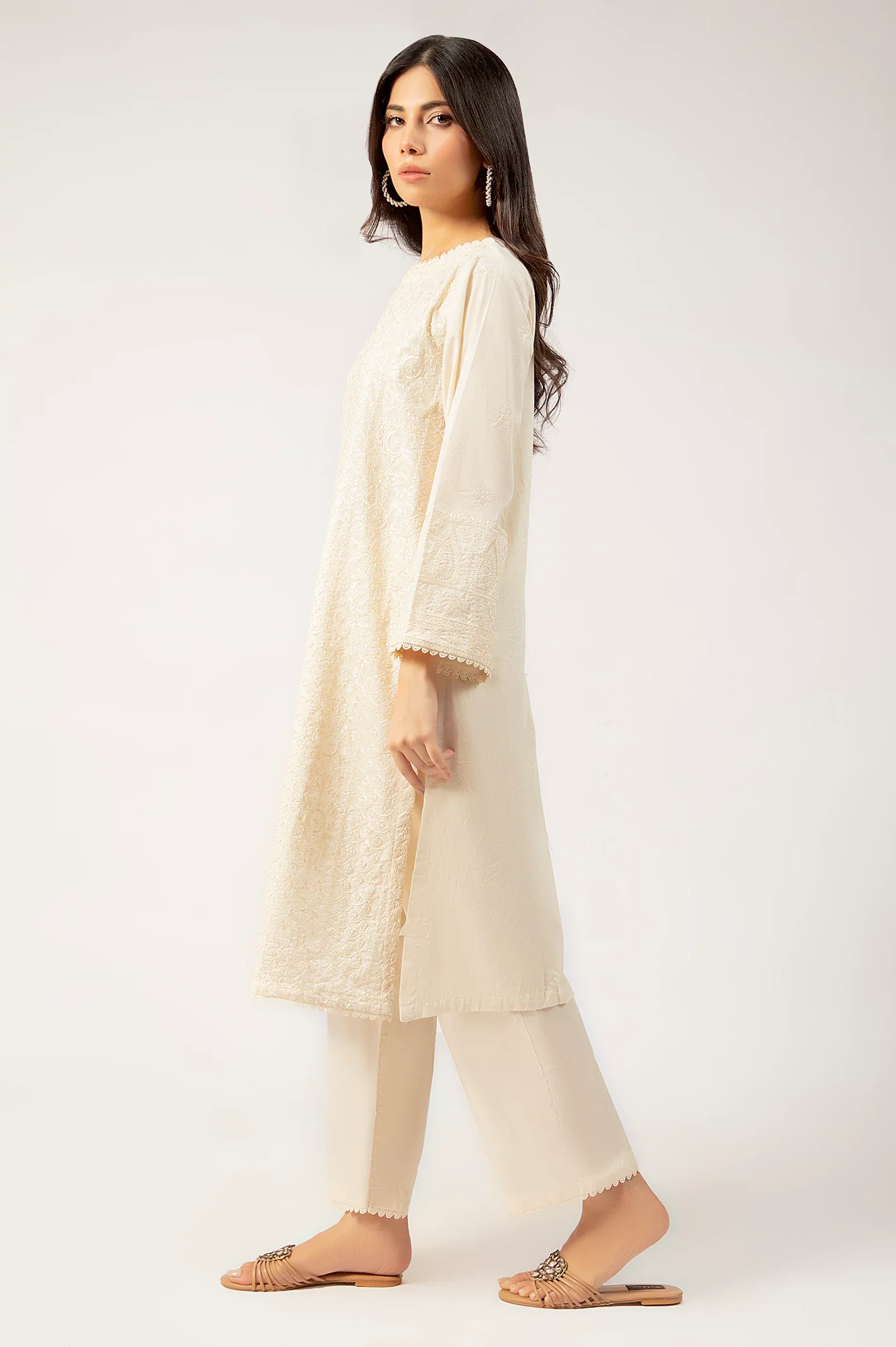 Beige Embroidered 2PC - Image 3