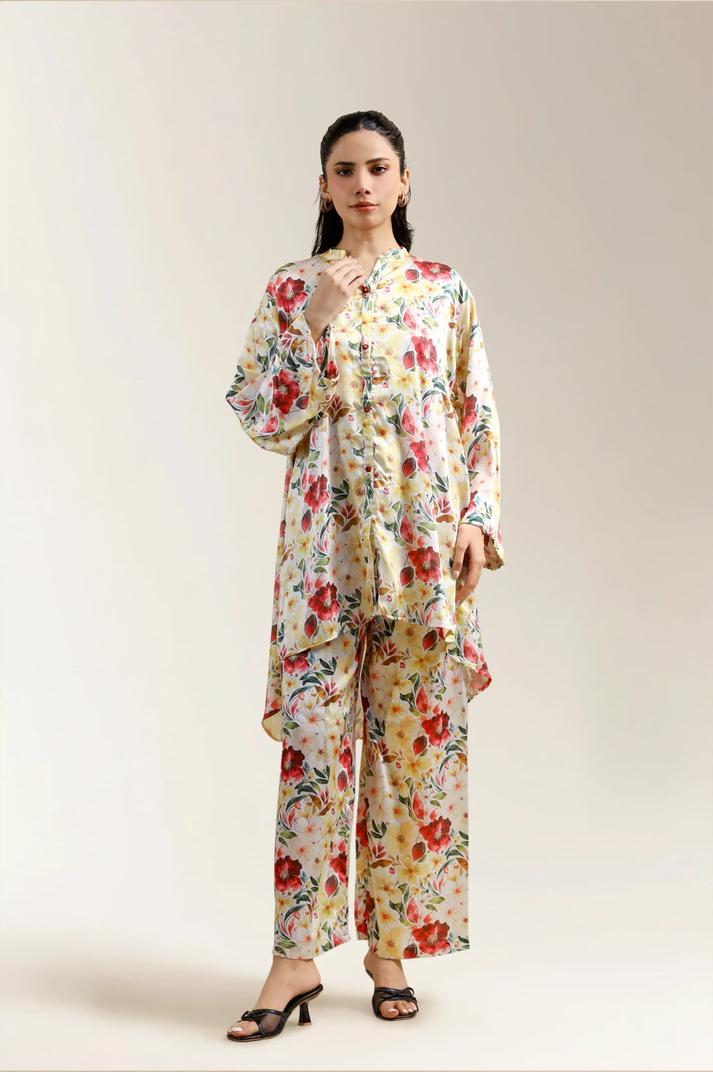 Beige Printed 2PC
