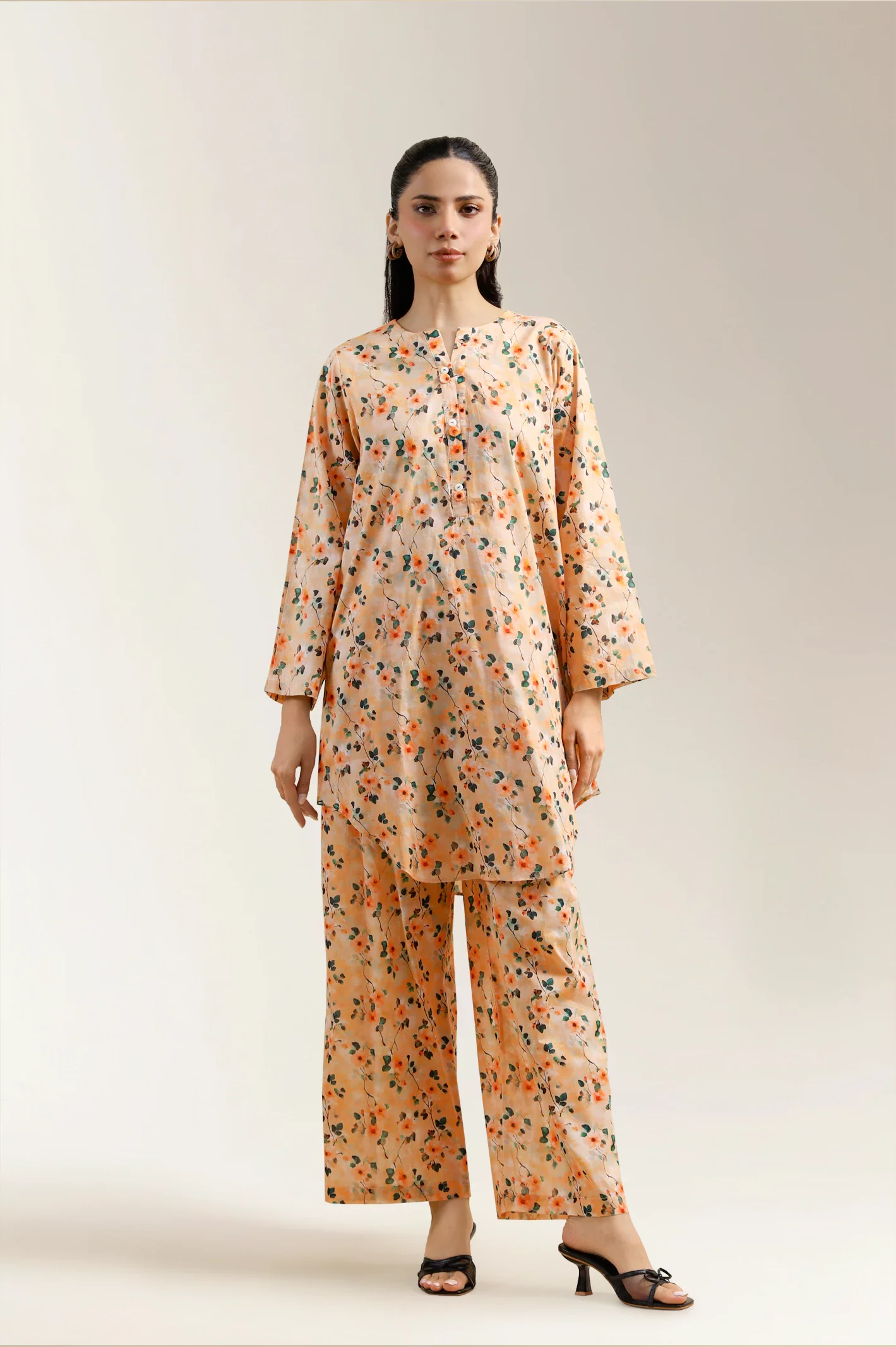 Peach Printed 2PC