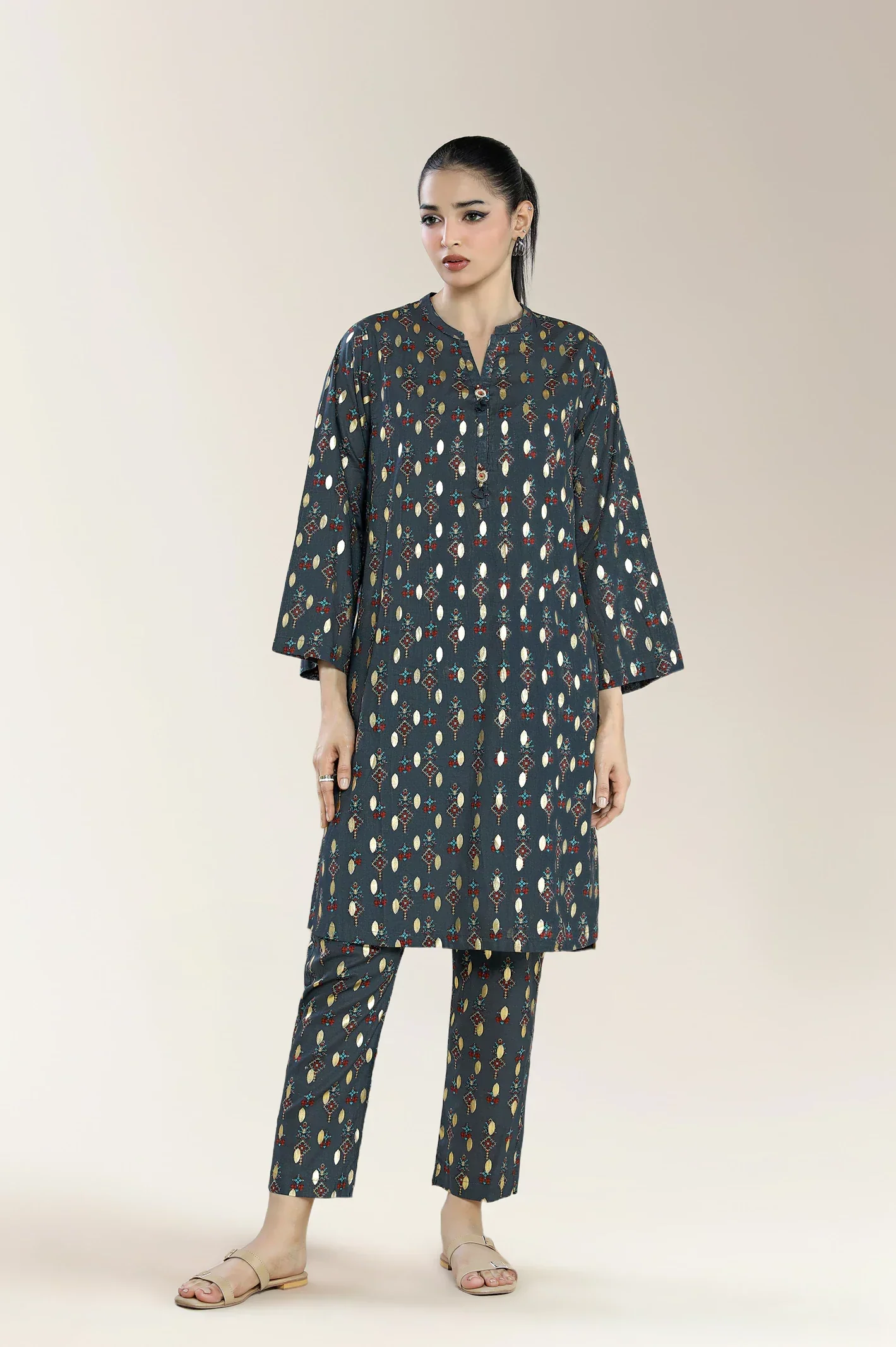 Printed Lawn-Charcoal 2PC