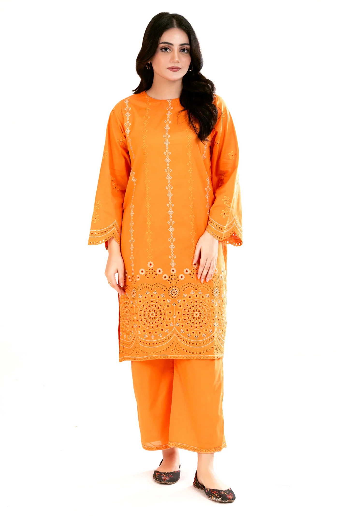 Orange Embroidered 2PC
