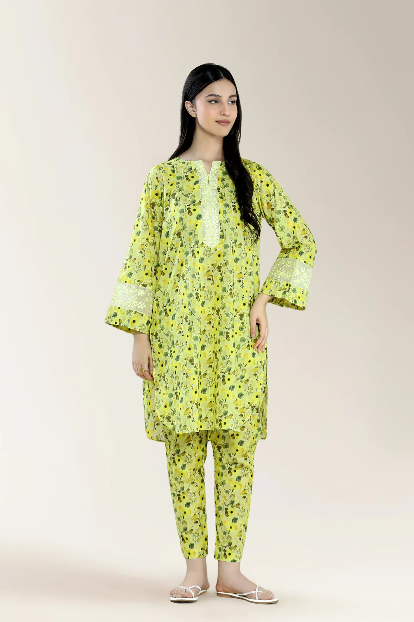 Print With Embroidery Lawn-Multi 2PC