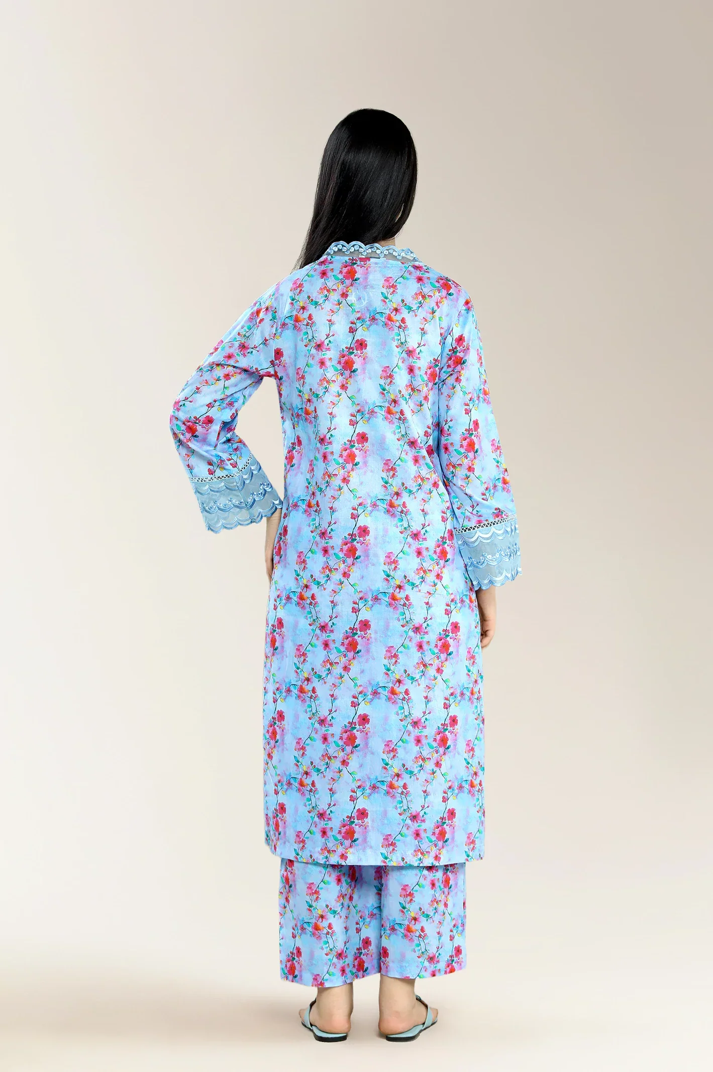 Print With Embroidery Cambric Multi 2Pc - Image 2