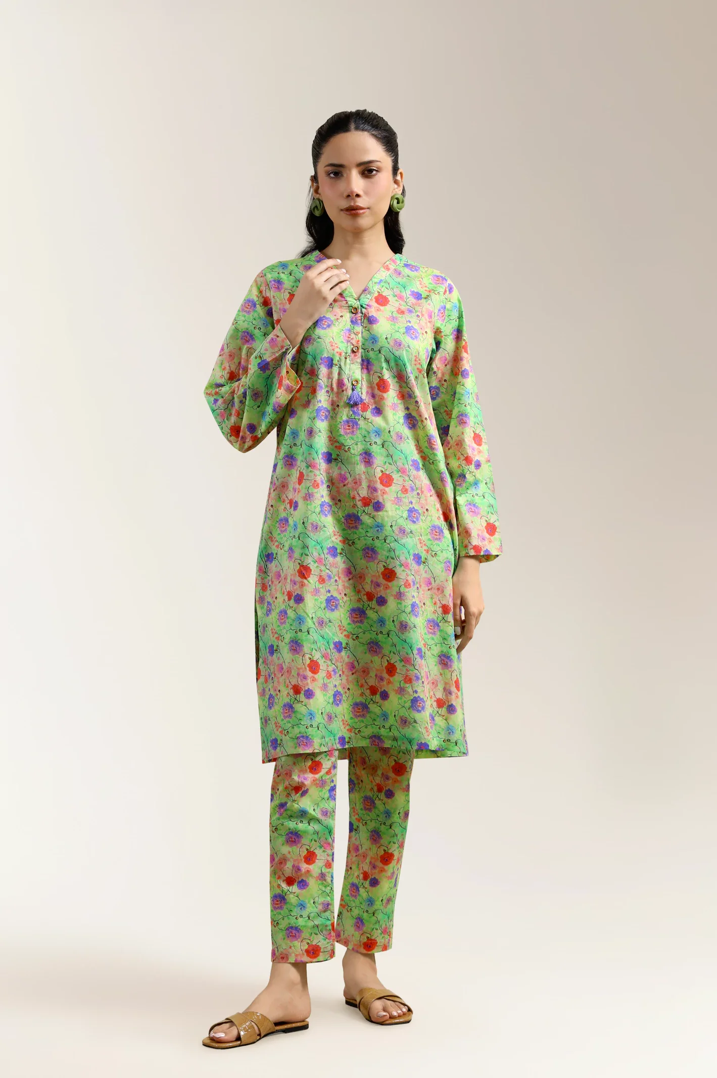 Multicolor Printed 2PC