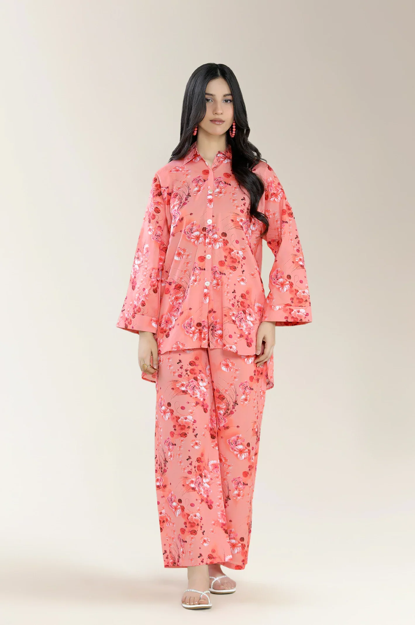 Printed Lawn-Peach 2PC