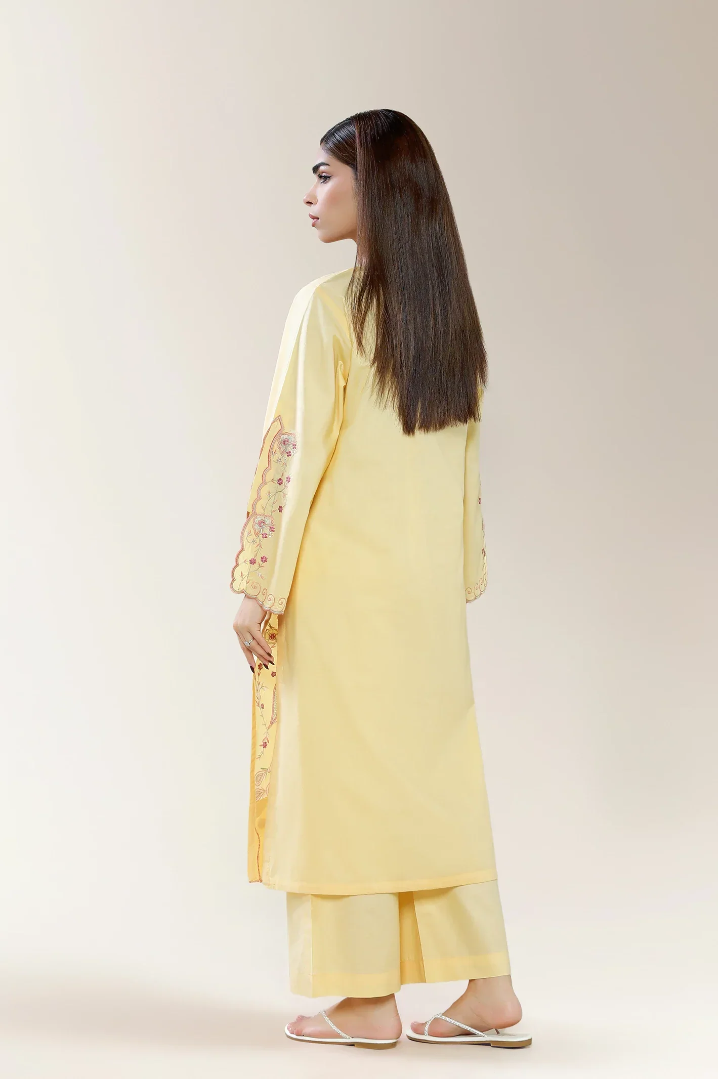 Embroidered Cambric Yellow 2PC - Image 2