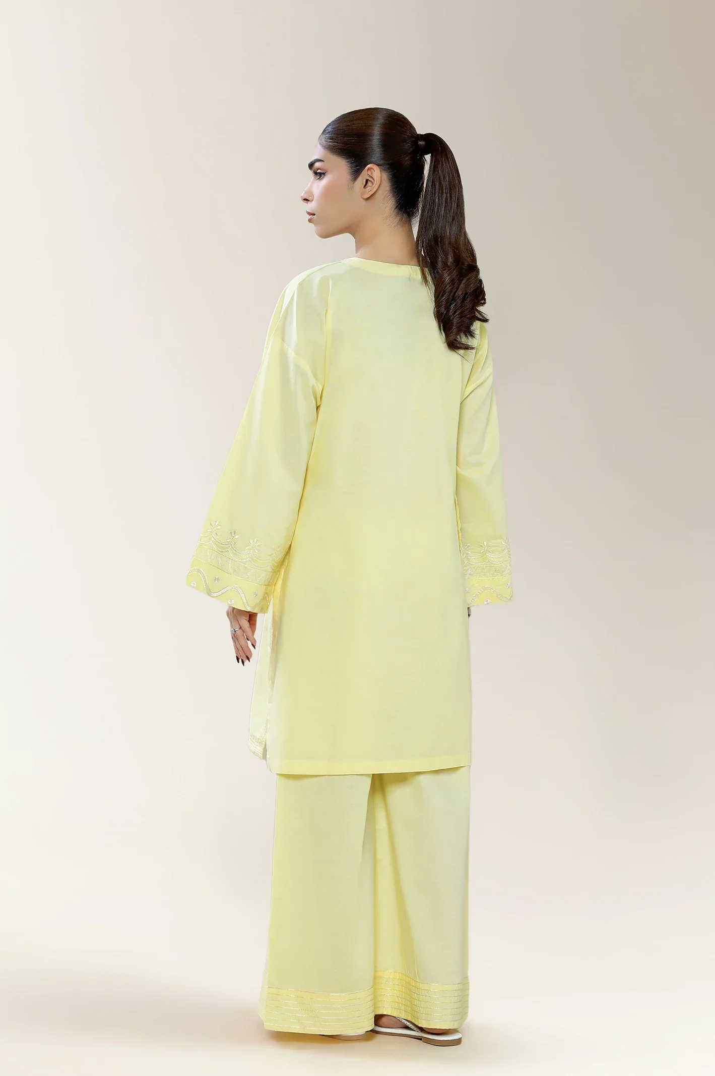 Embroidered Cambric Yellow 2PC - Image 2