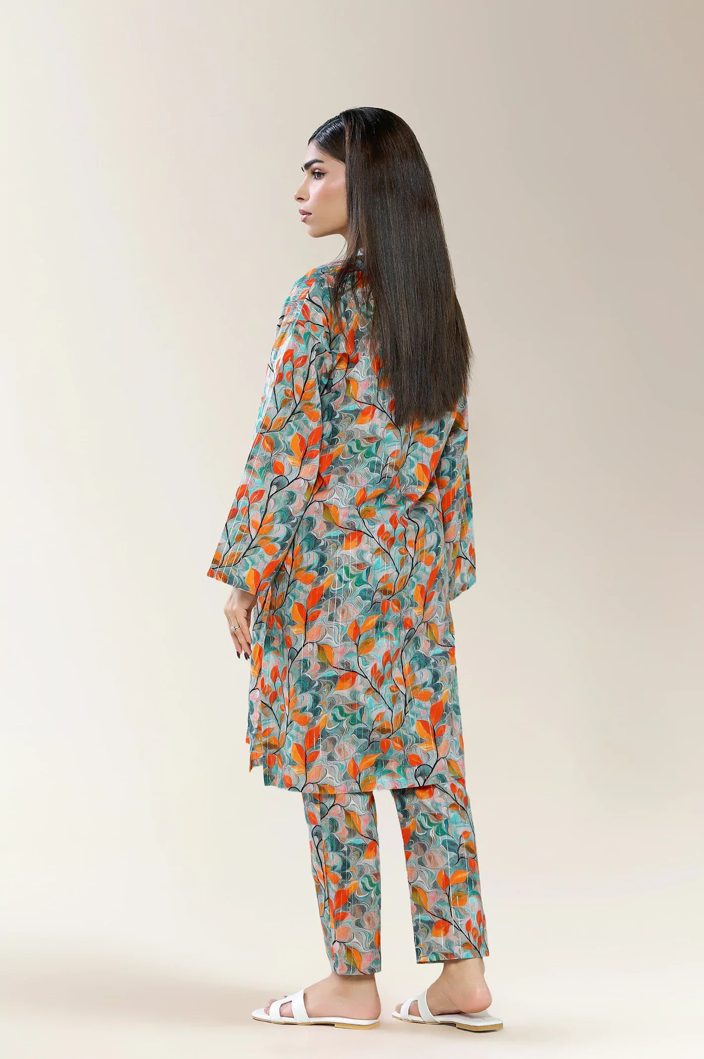 Printed Lawn Orange 2PC - Image 2