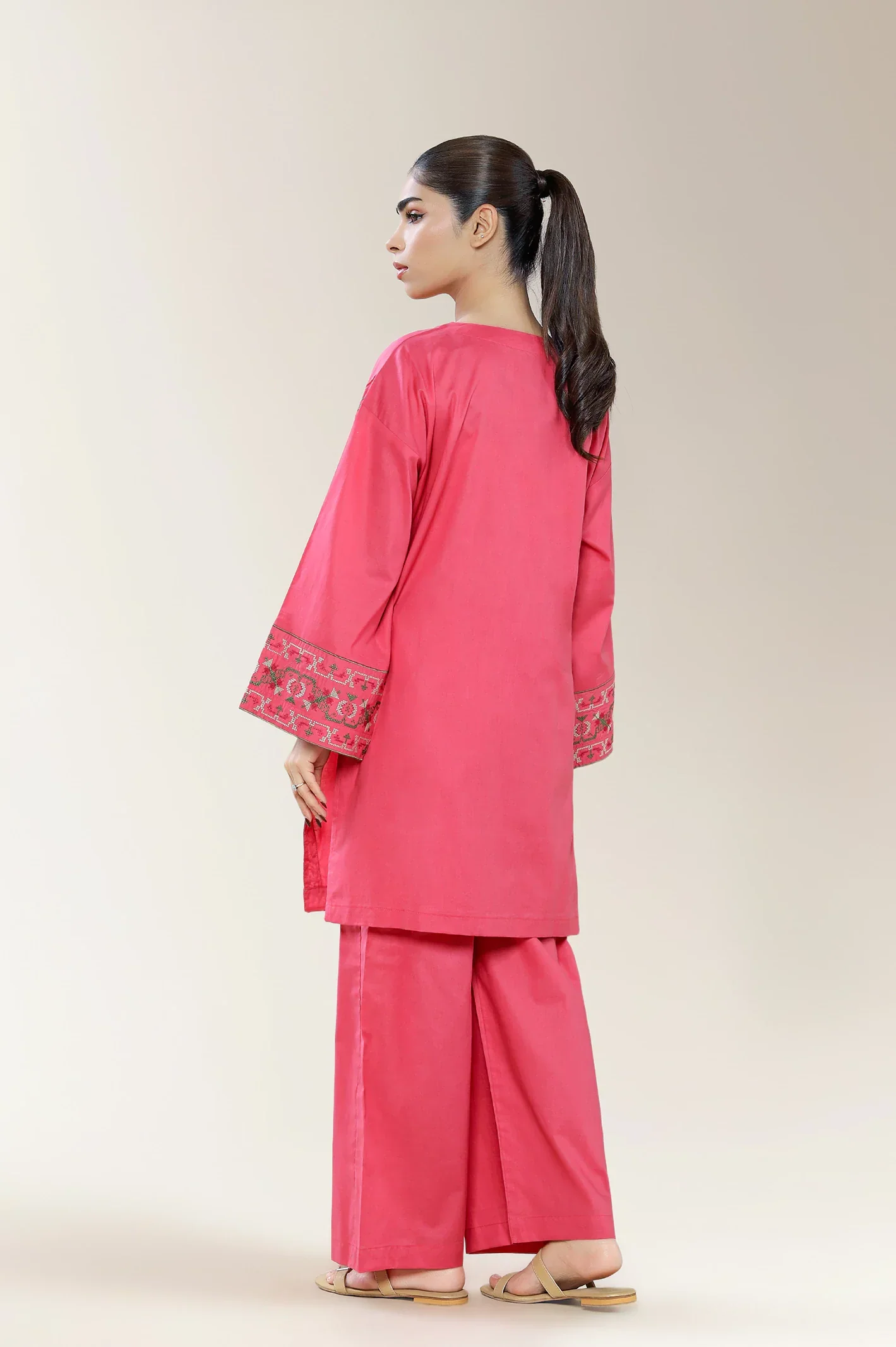 Embroidered Cambric Red 2PC - Image 2
