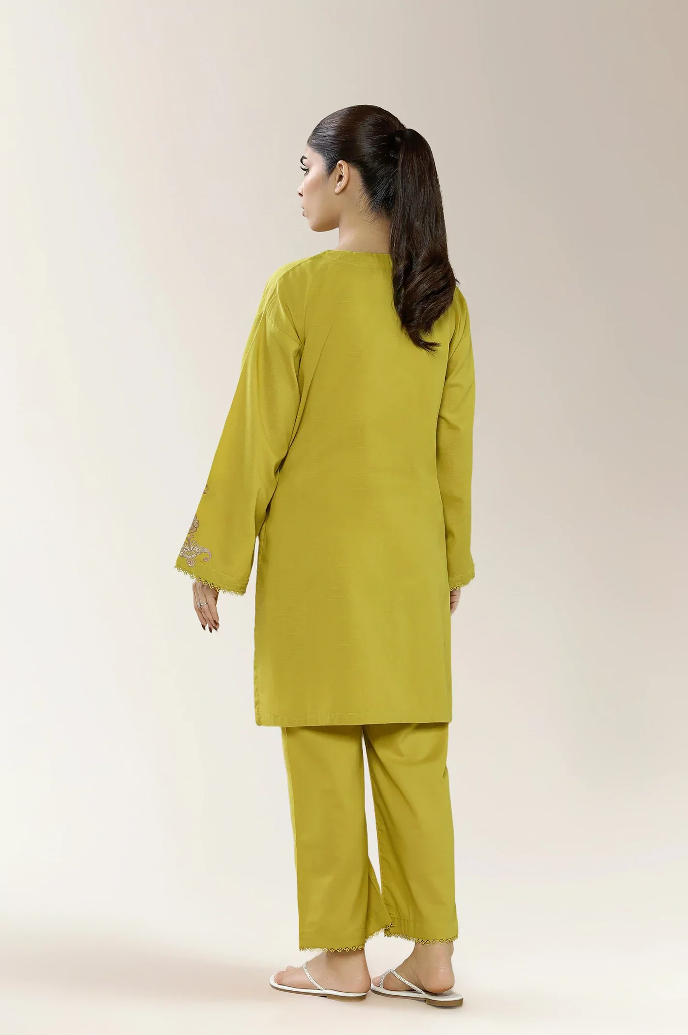 Embroidered Olive 2PC - Image 2