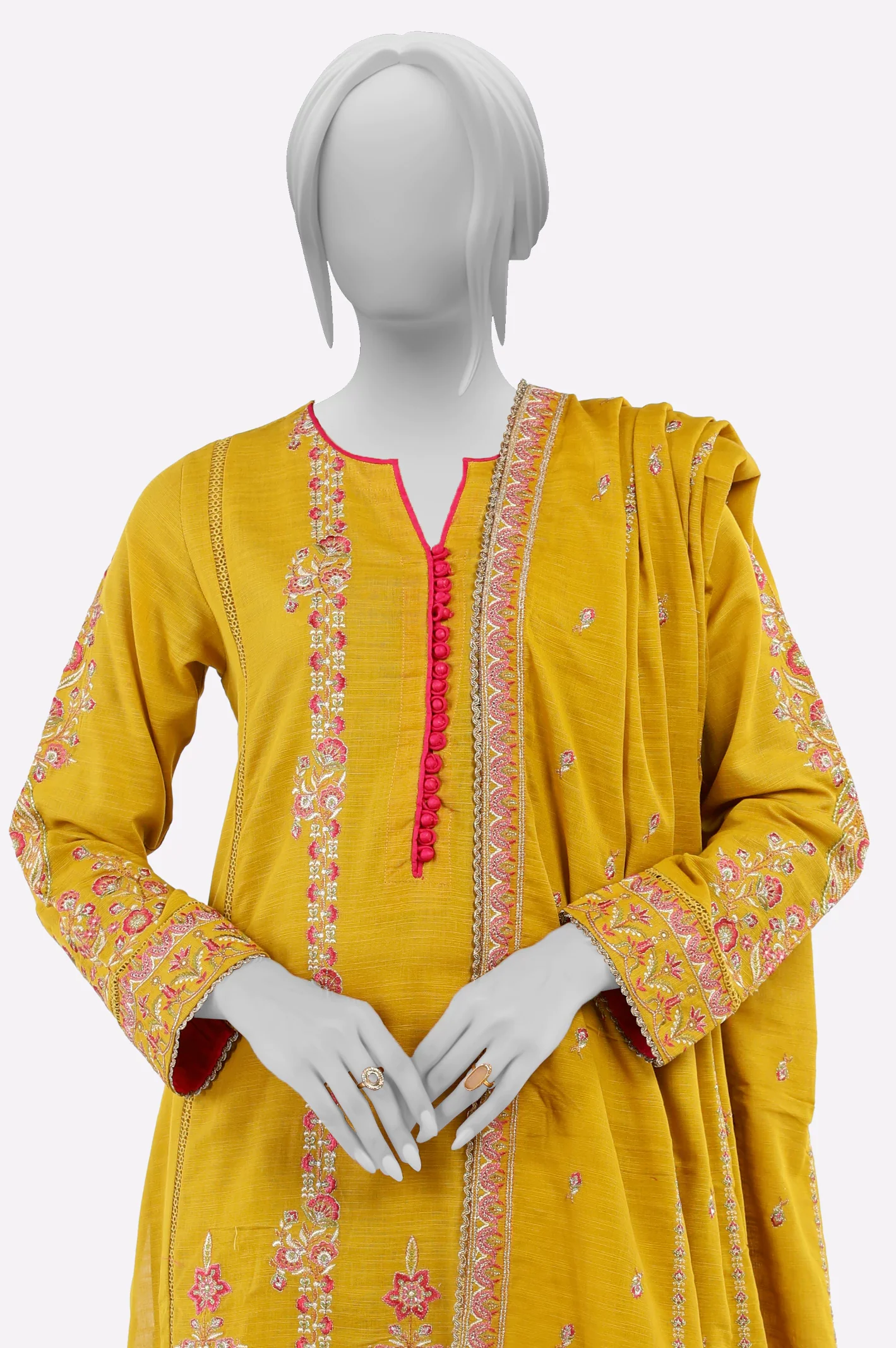 Mustard Embroidered 3PC - Image 2