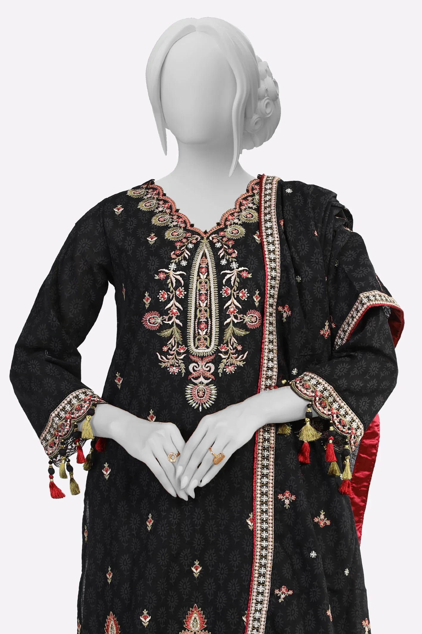 Black Printed Embroidered 3PC - Image 2