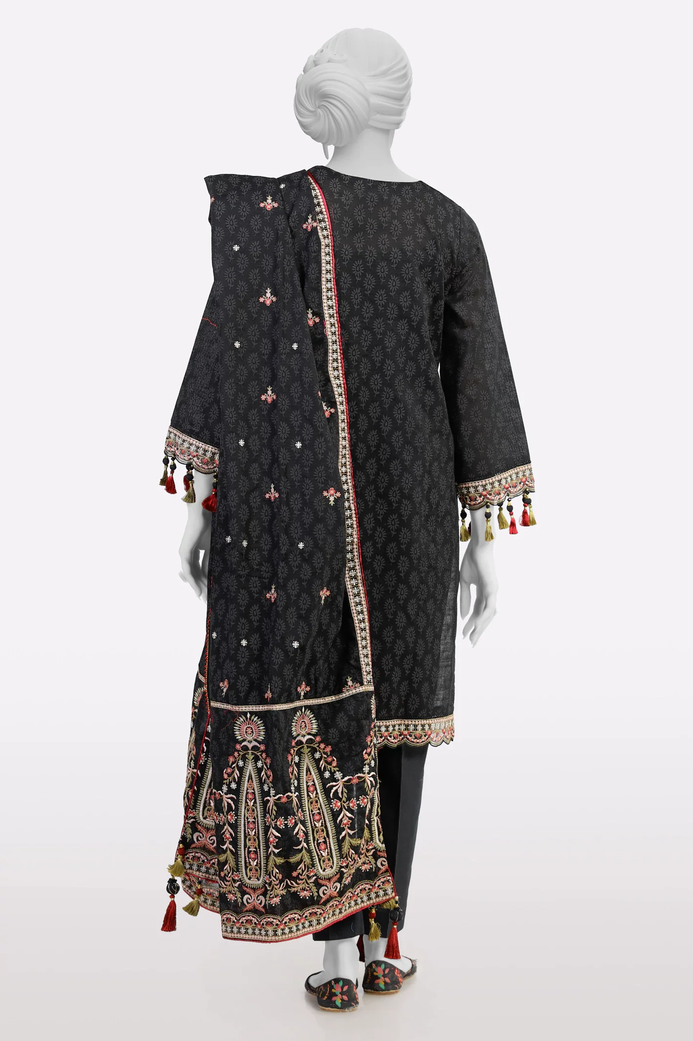 Black Printed Embroidered 3PC - Image 3