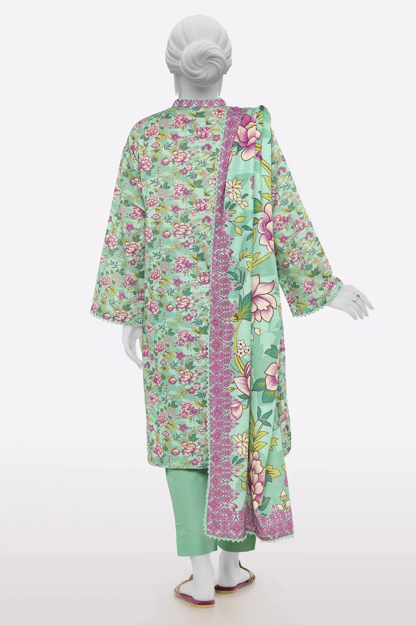 Sea Green Printed 3PC - Image 3
