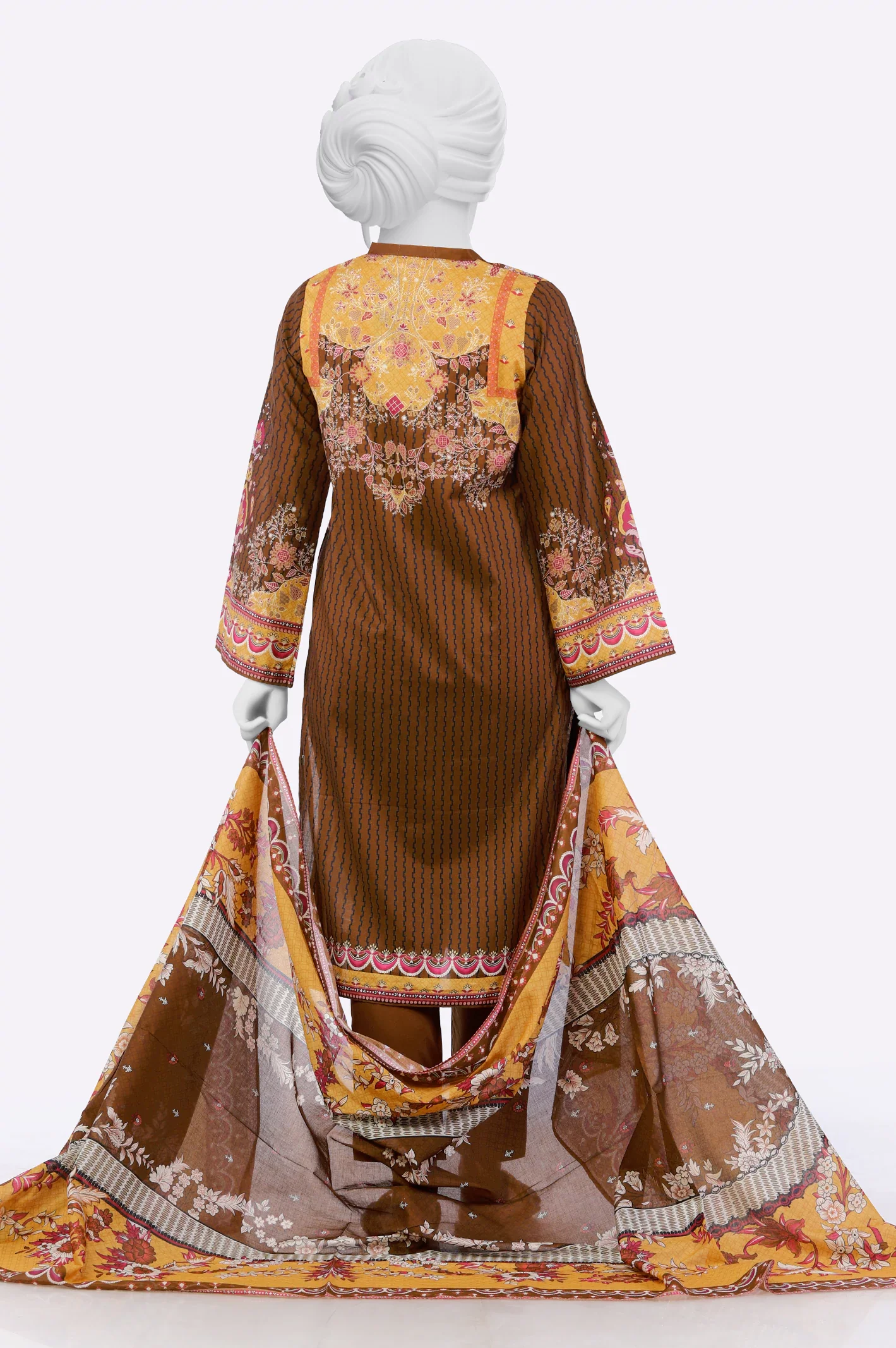Brown Printed 3PC - Image 3