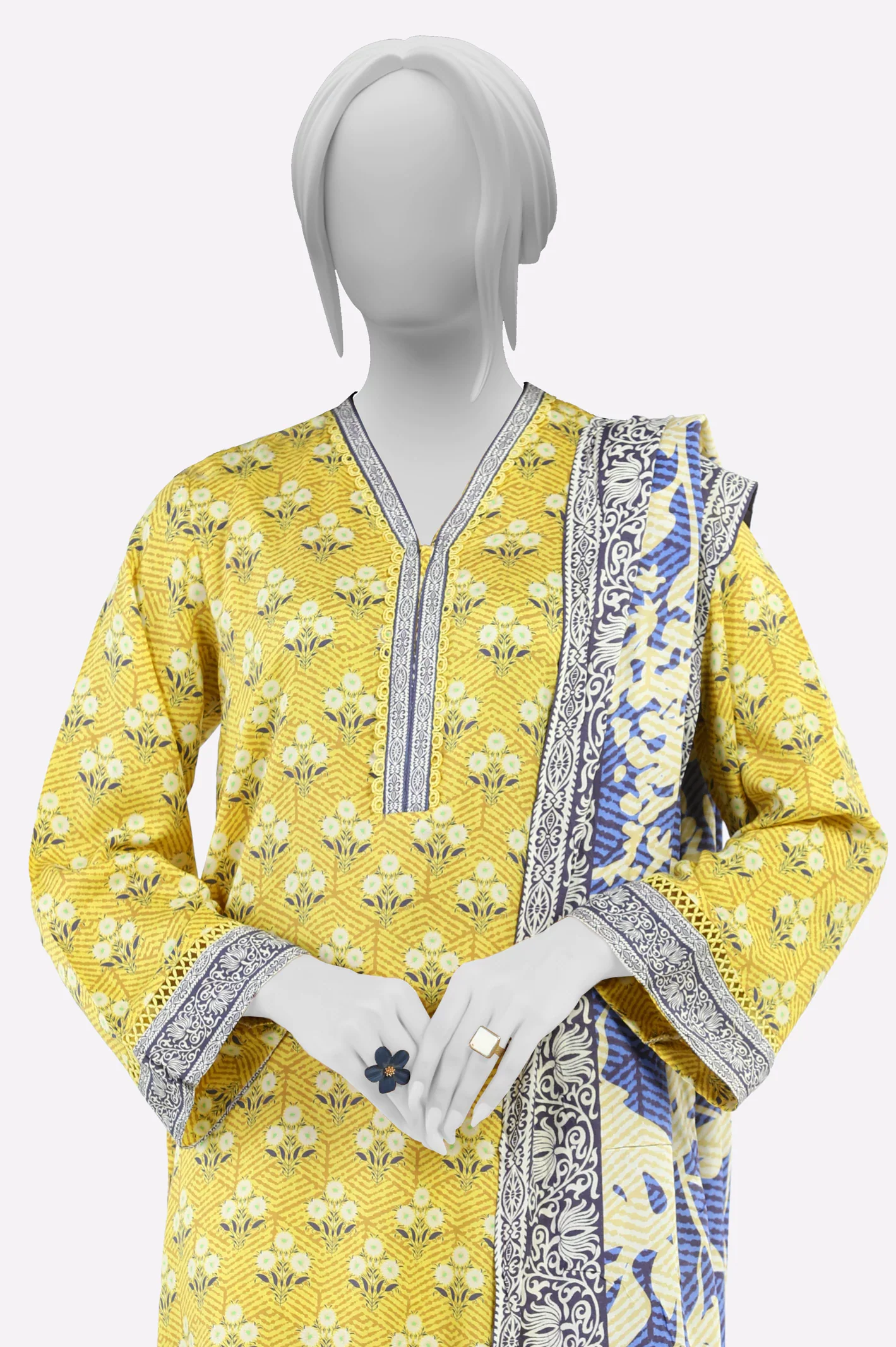 Mustard Printed 3PC - Image 2