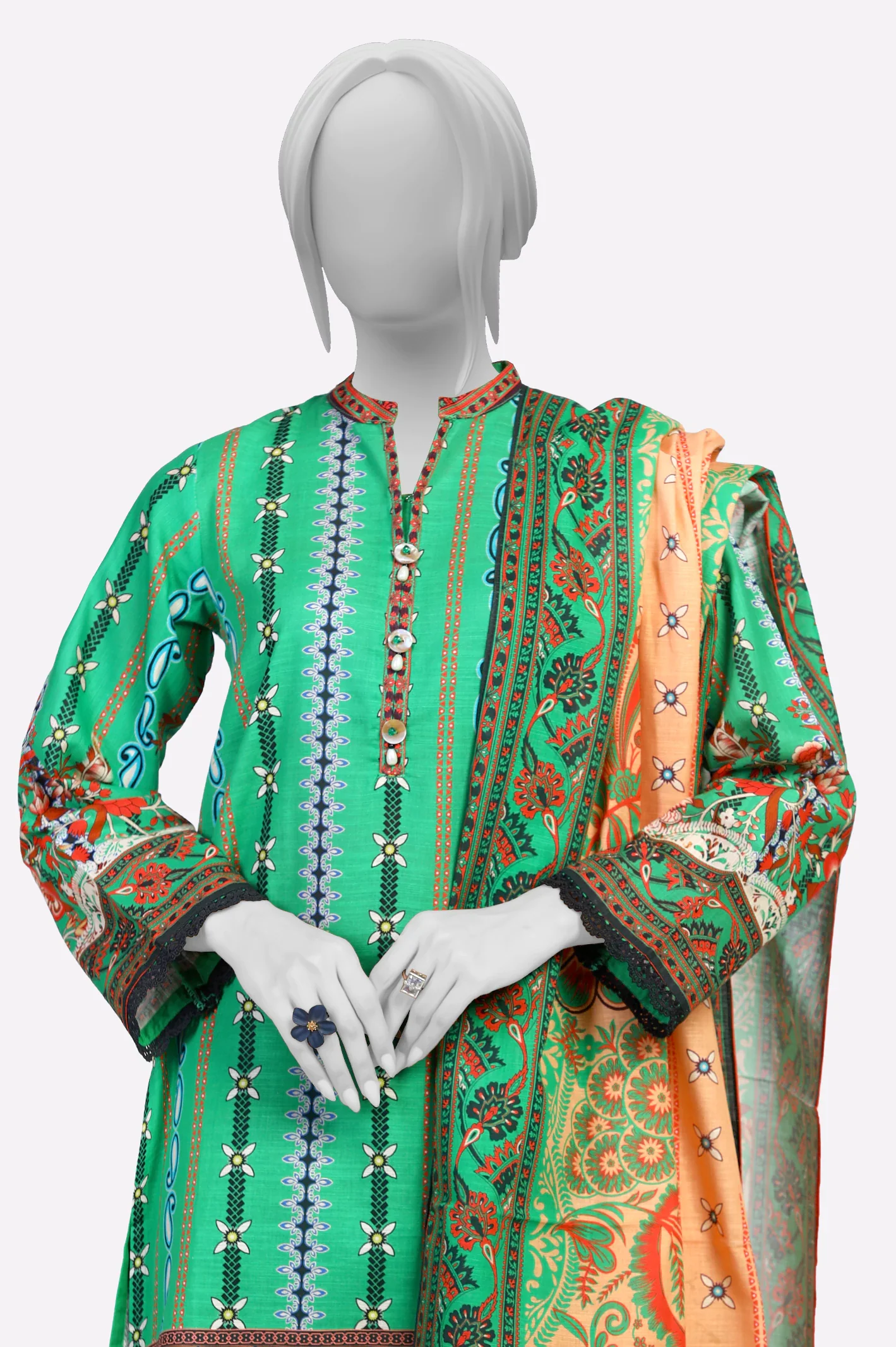 Green Printed 3PC - Image 2