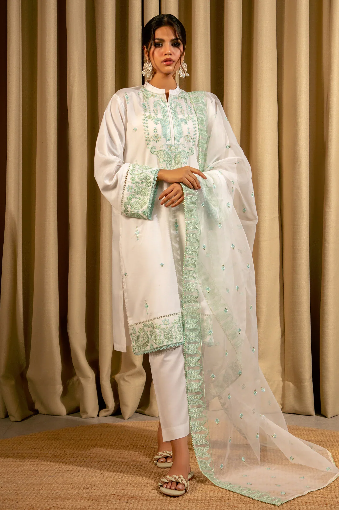 White Embroidered 3PC