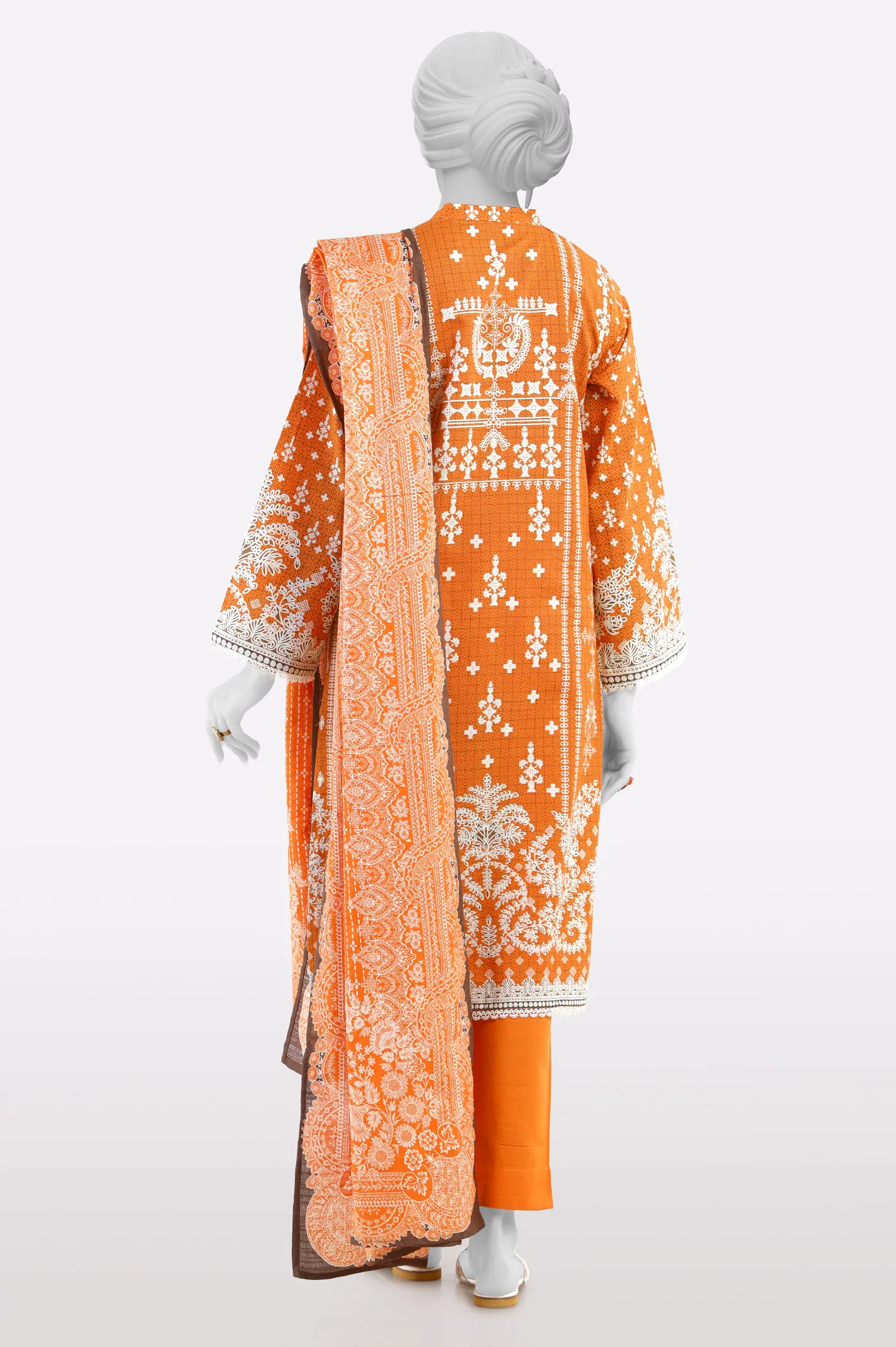 Orange Printed 3PC - Image 3