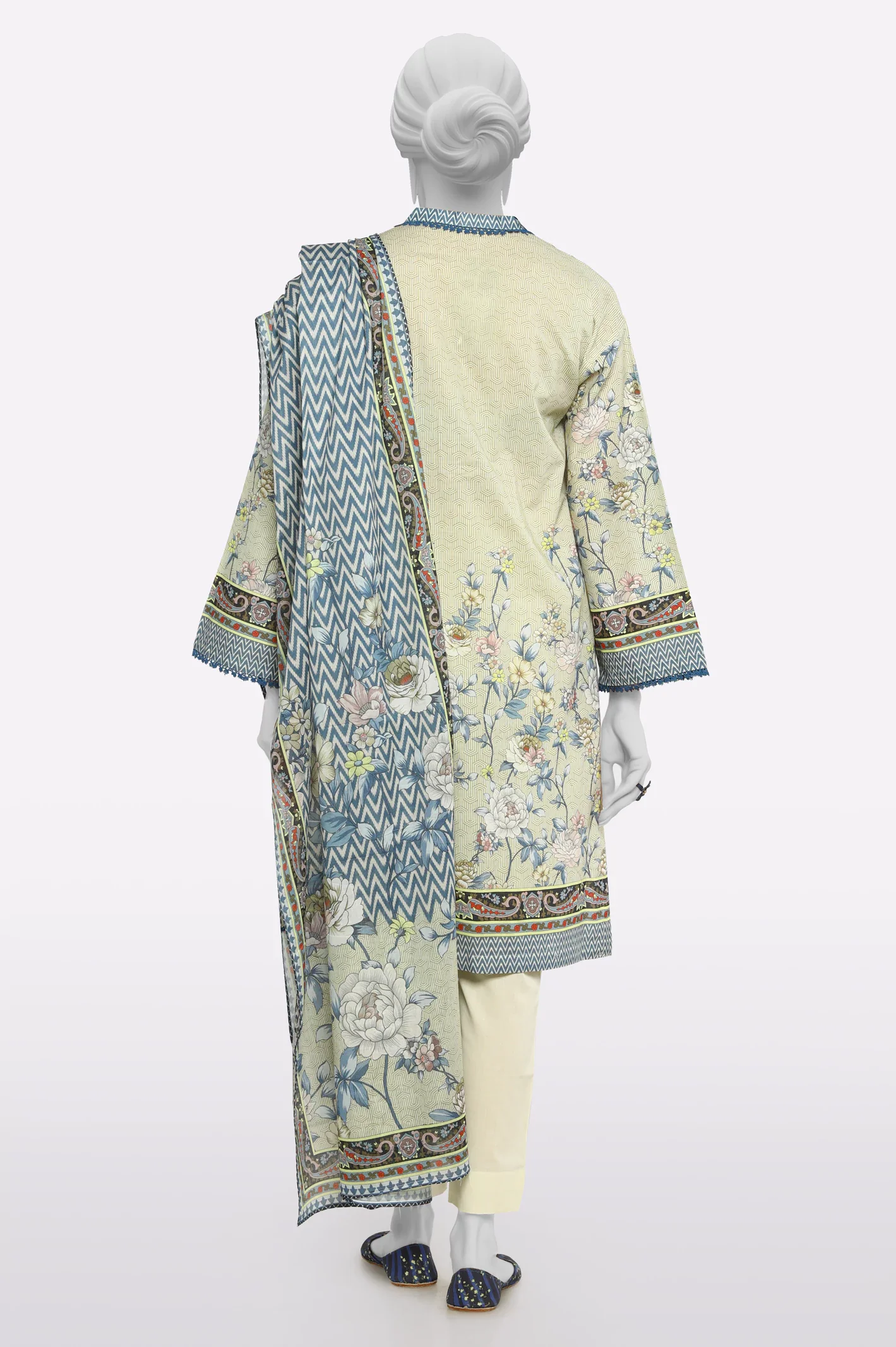 Cream Printed 3PC - Image 3