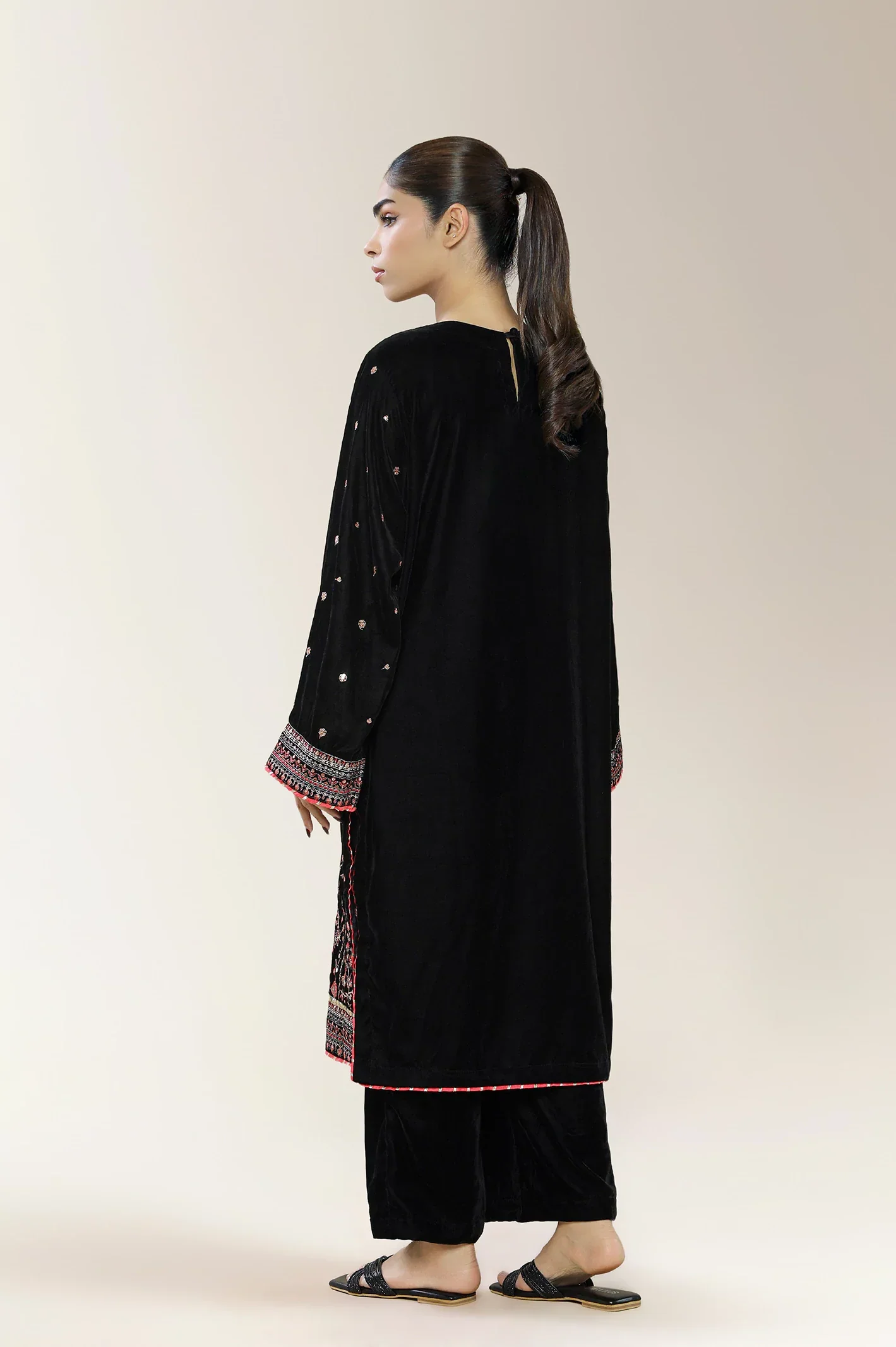 Embroidered Velvet Black 2PC - Image 2