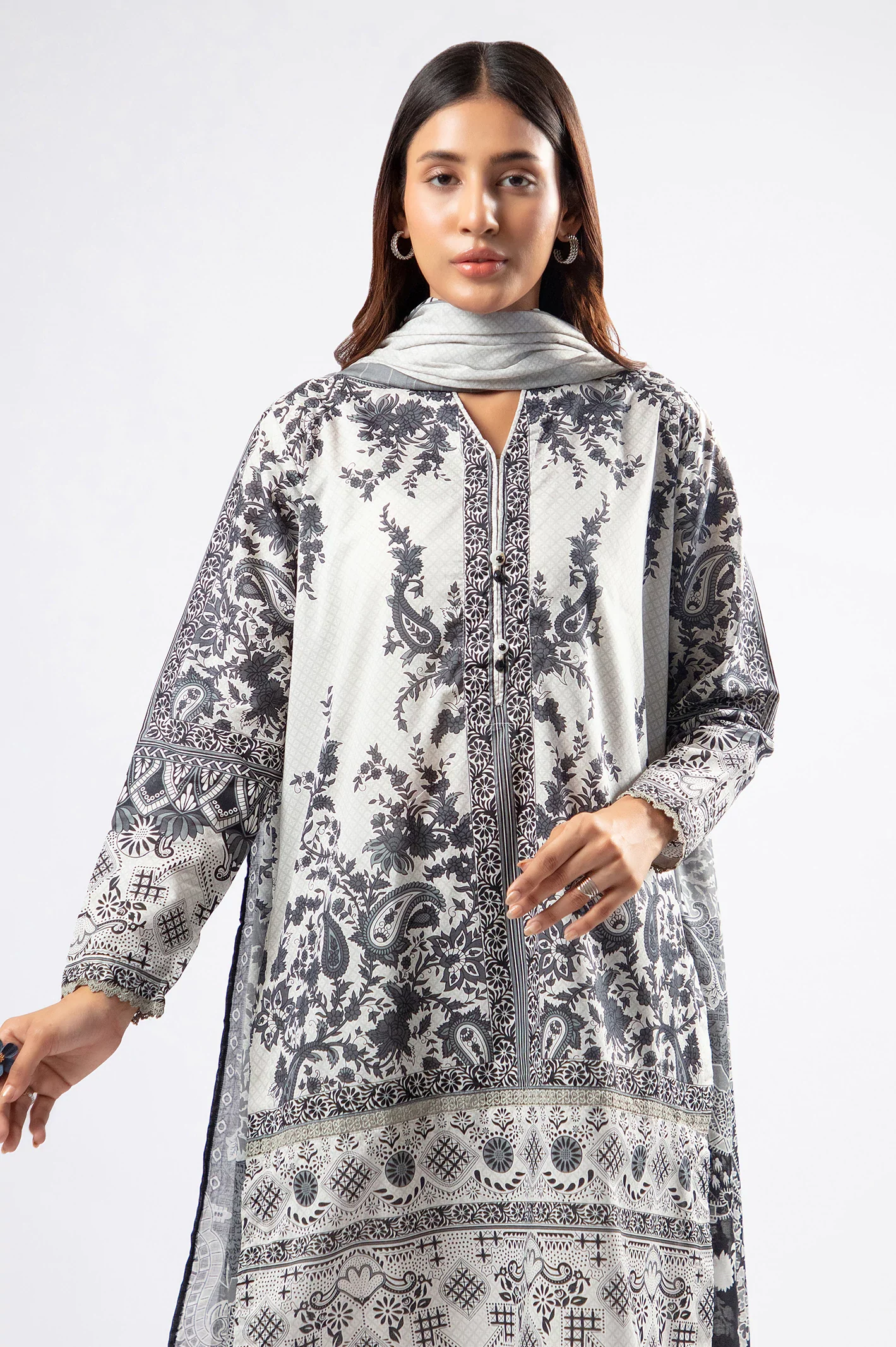 Grey Printed 3PC - Image 2