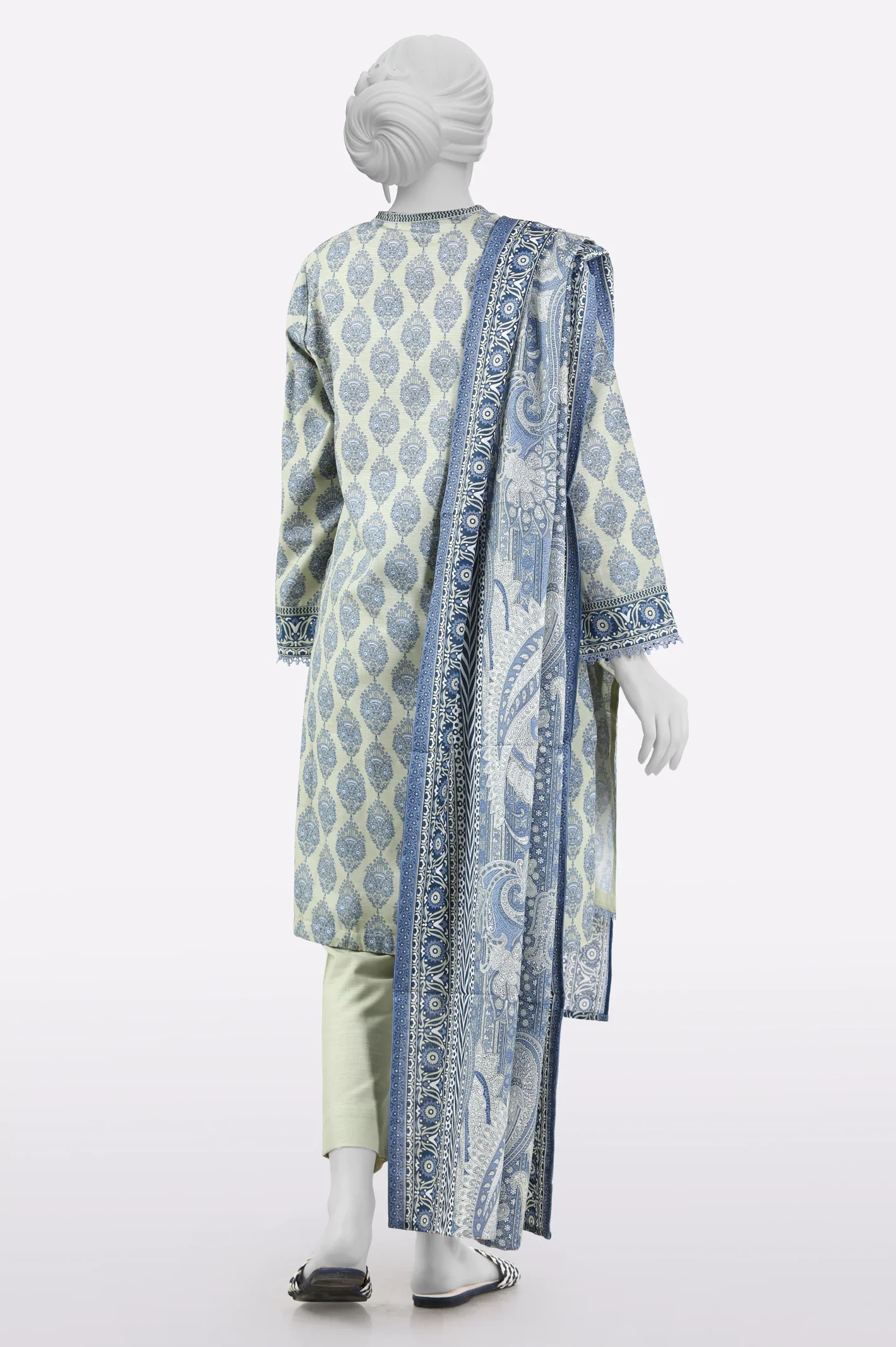 Beige Printed 3PC - Image 3