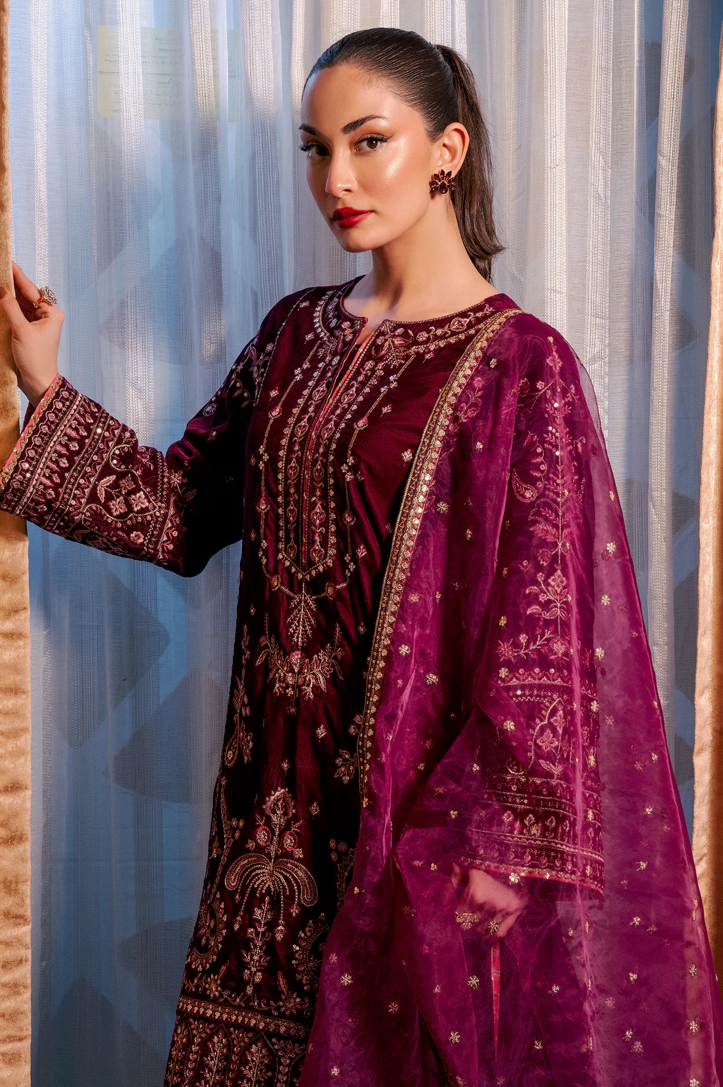 Magenta Embroidered 3PC - Image 2