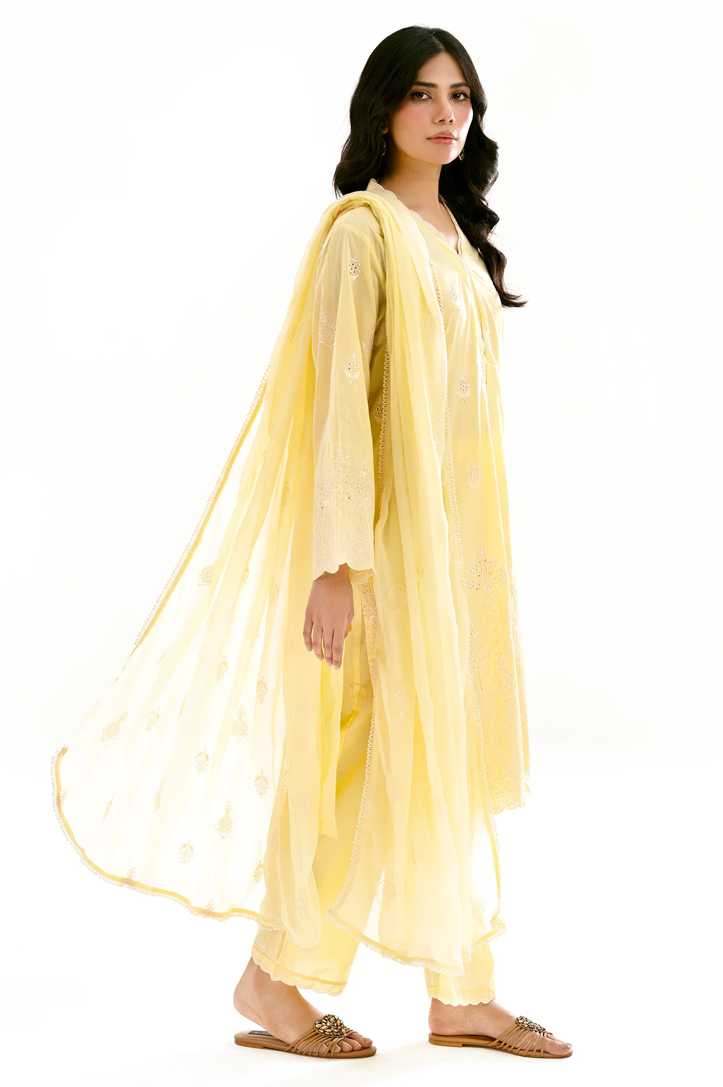 Yellow Embroidered 3PC - Image 3
