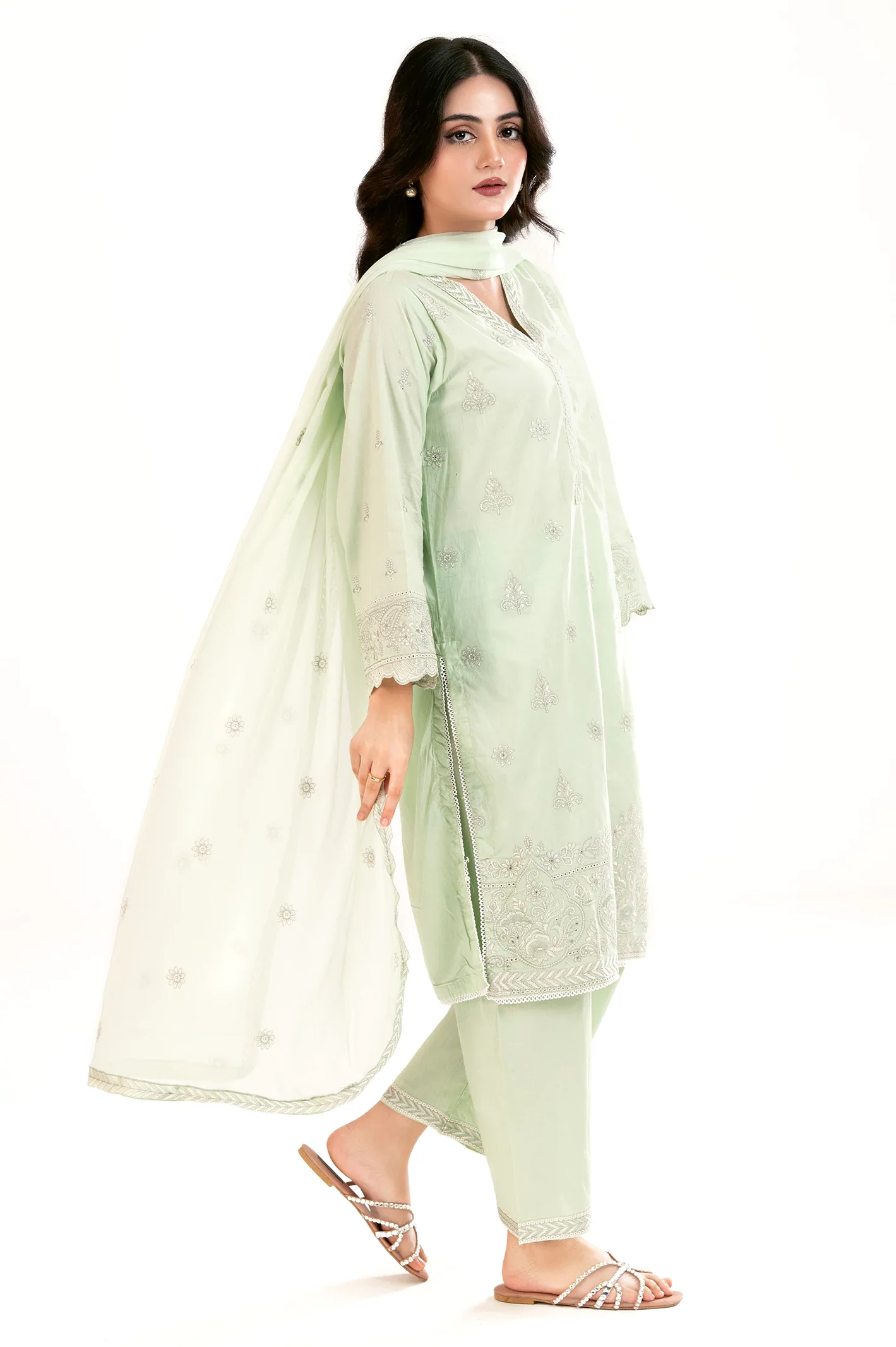 Sage Green Embroidered 3PC - Image 3