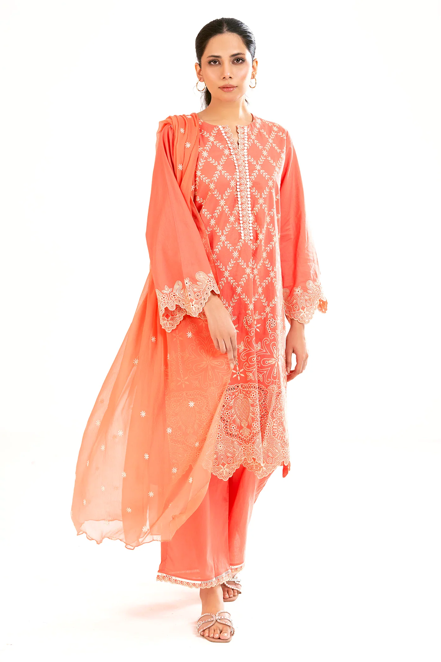 Coral Embroidered 3PC