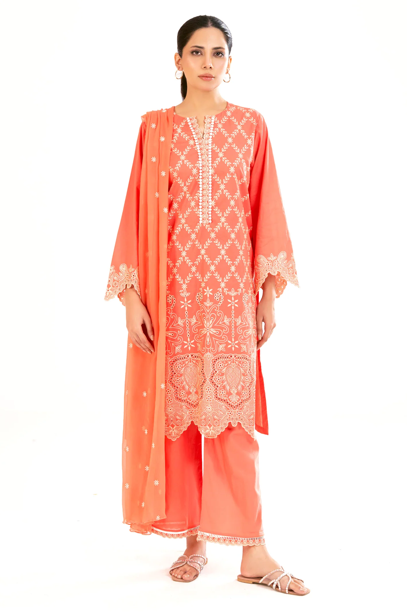 Coral Embroidered 3PC - Image 3
