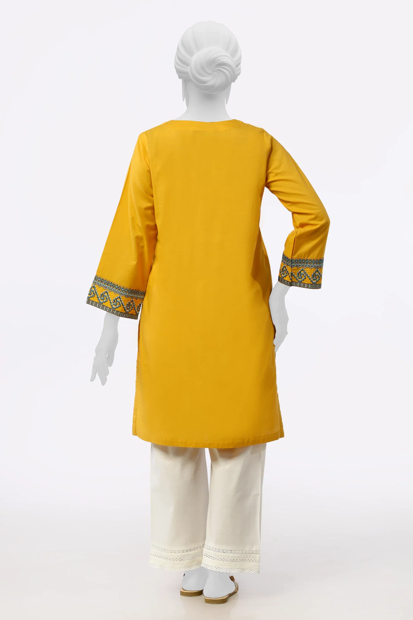 Mustard Embroidered Kurti - Image 3