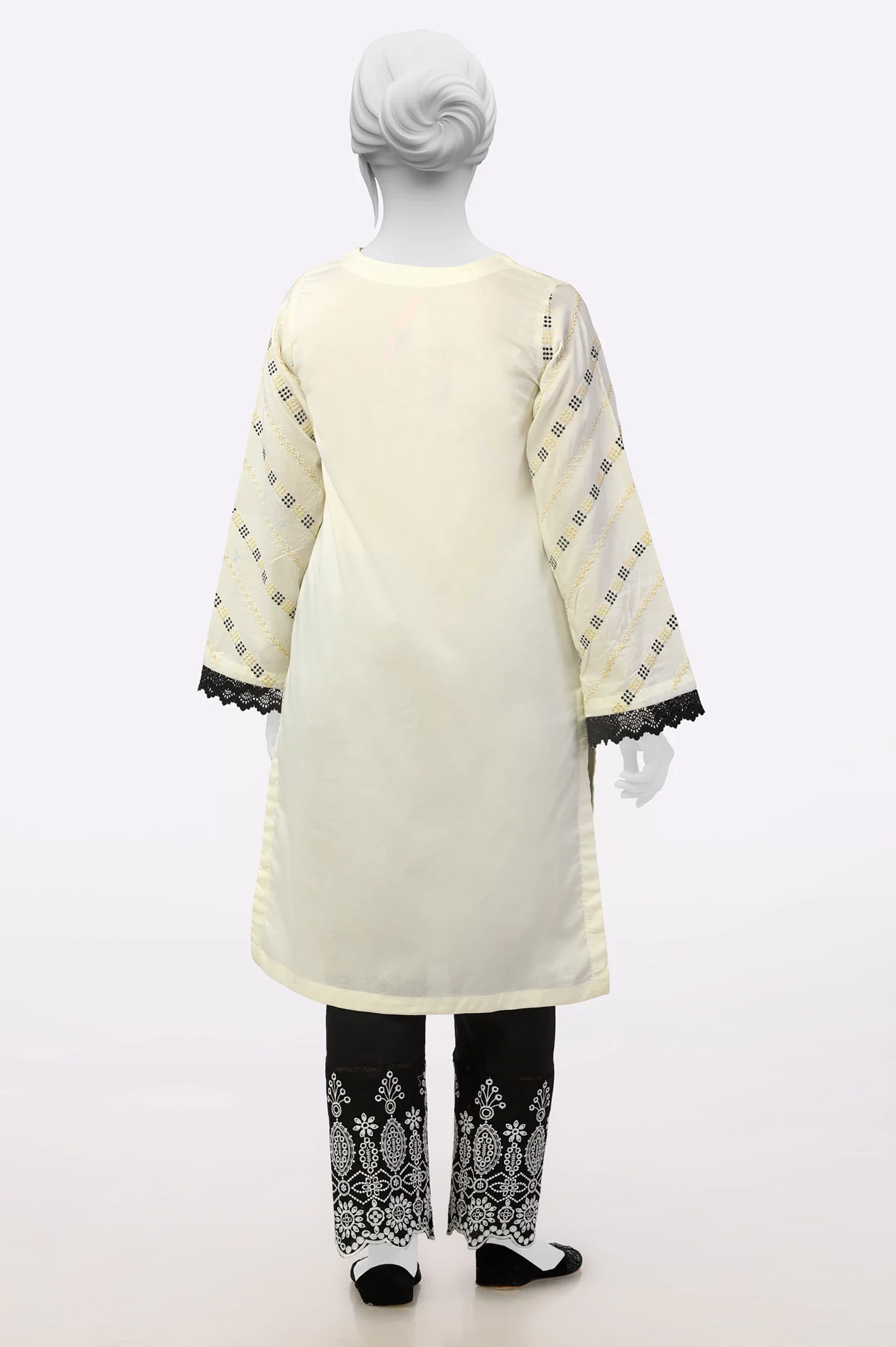 Cream Embroidered Kurti - Image 3