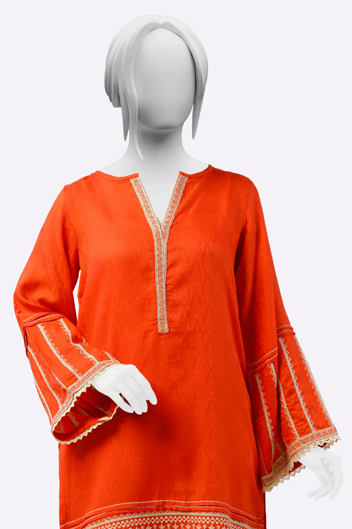Orange Embroidered Kurti - Image 2