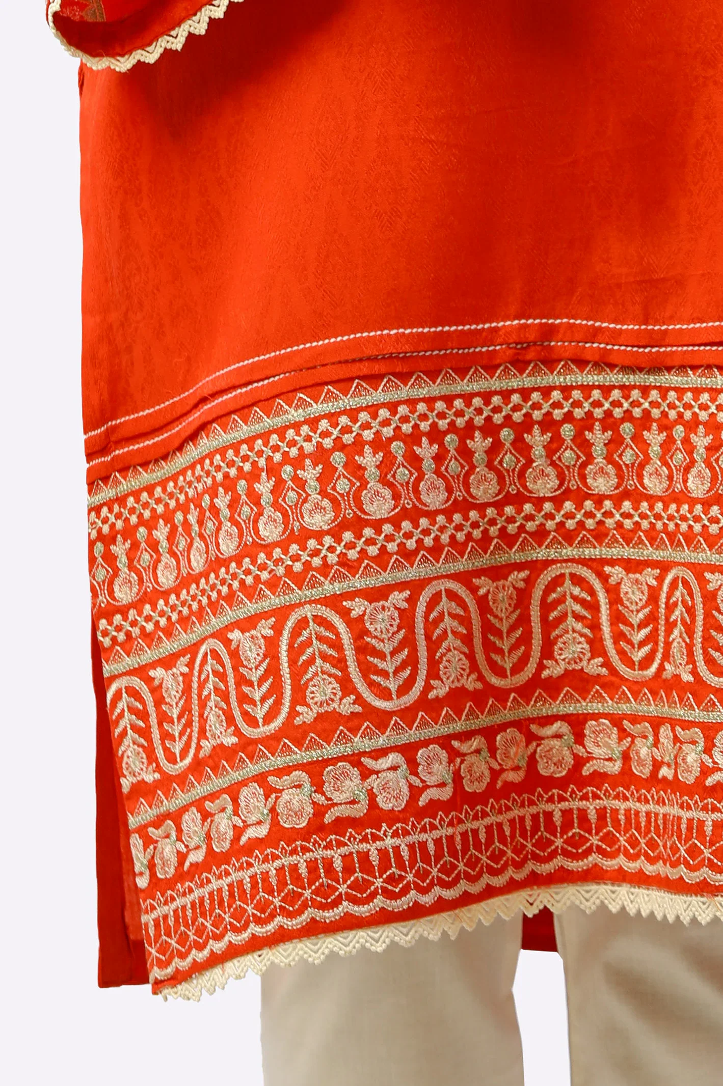Orange Embroidered Kurti - Image 3