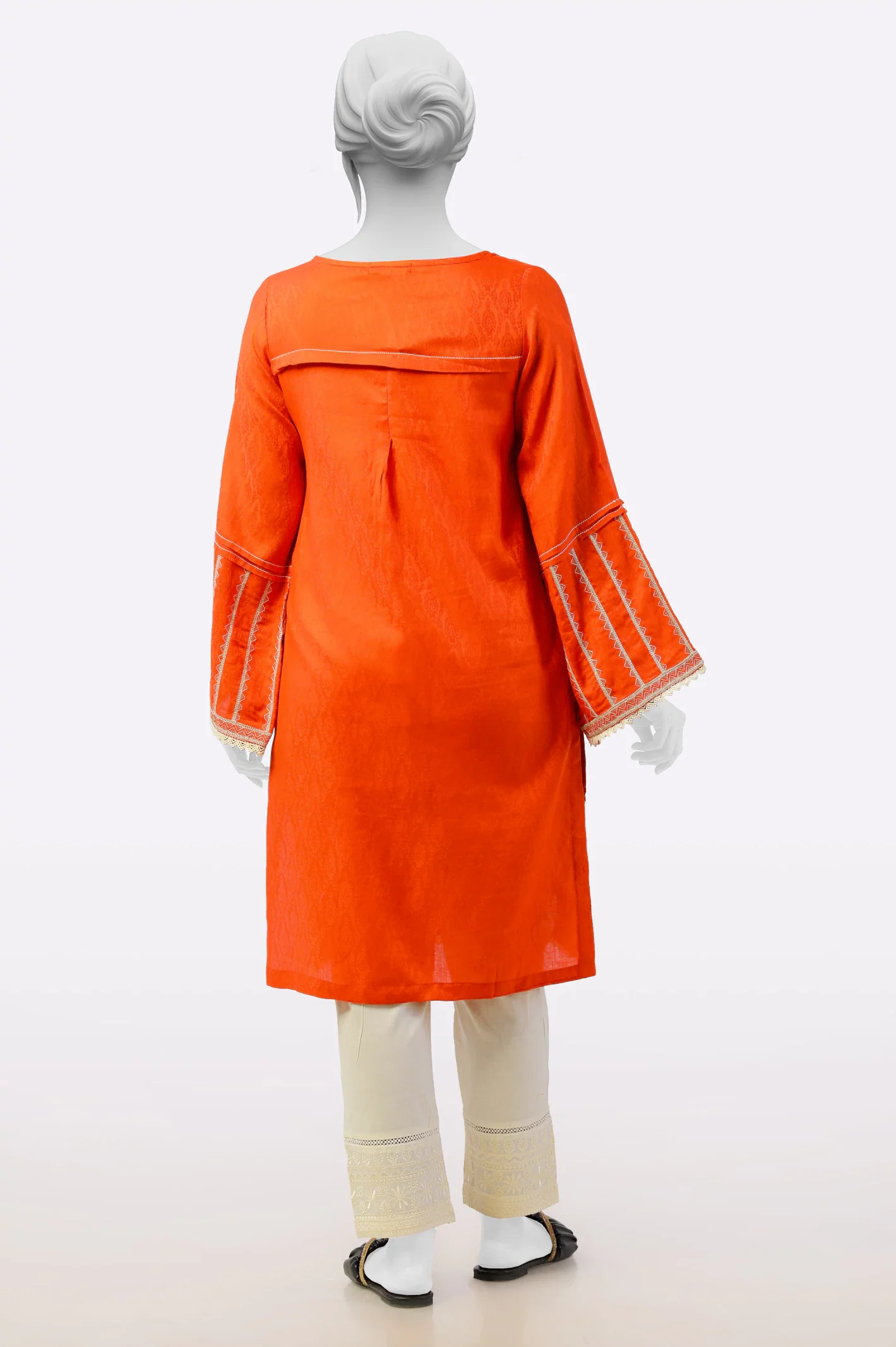 Orange Embroidered Kurti - Image 4