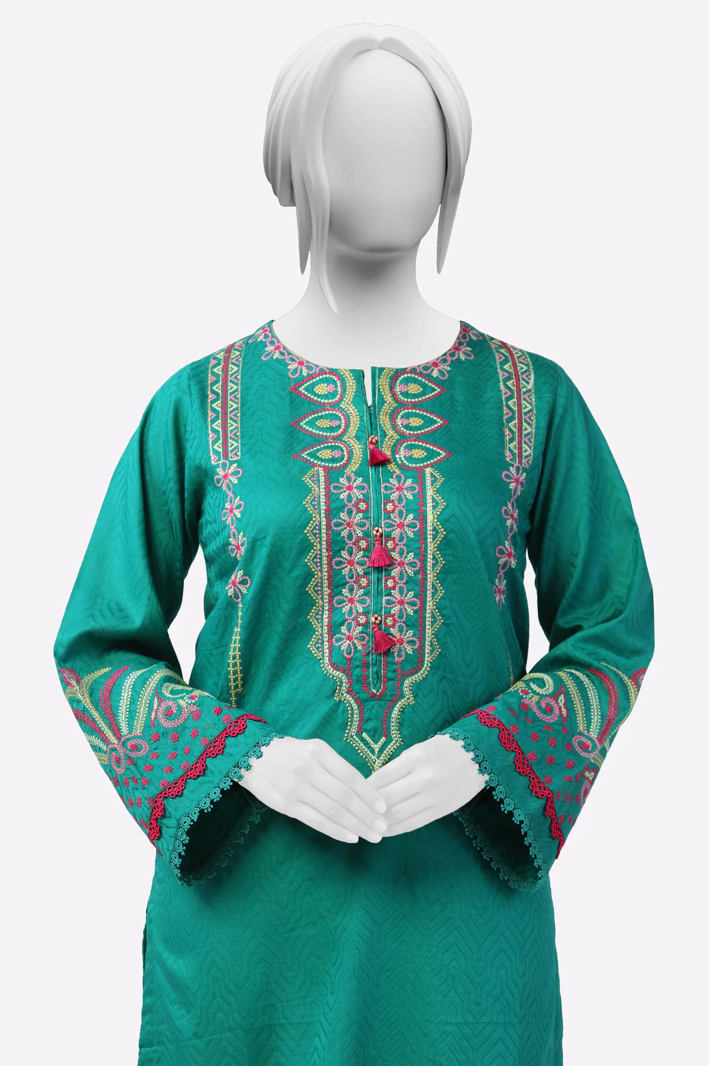 Green Embroidered Kurti - Image 2