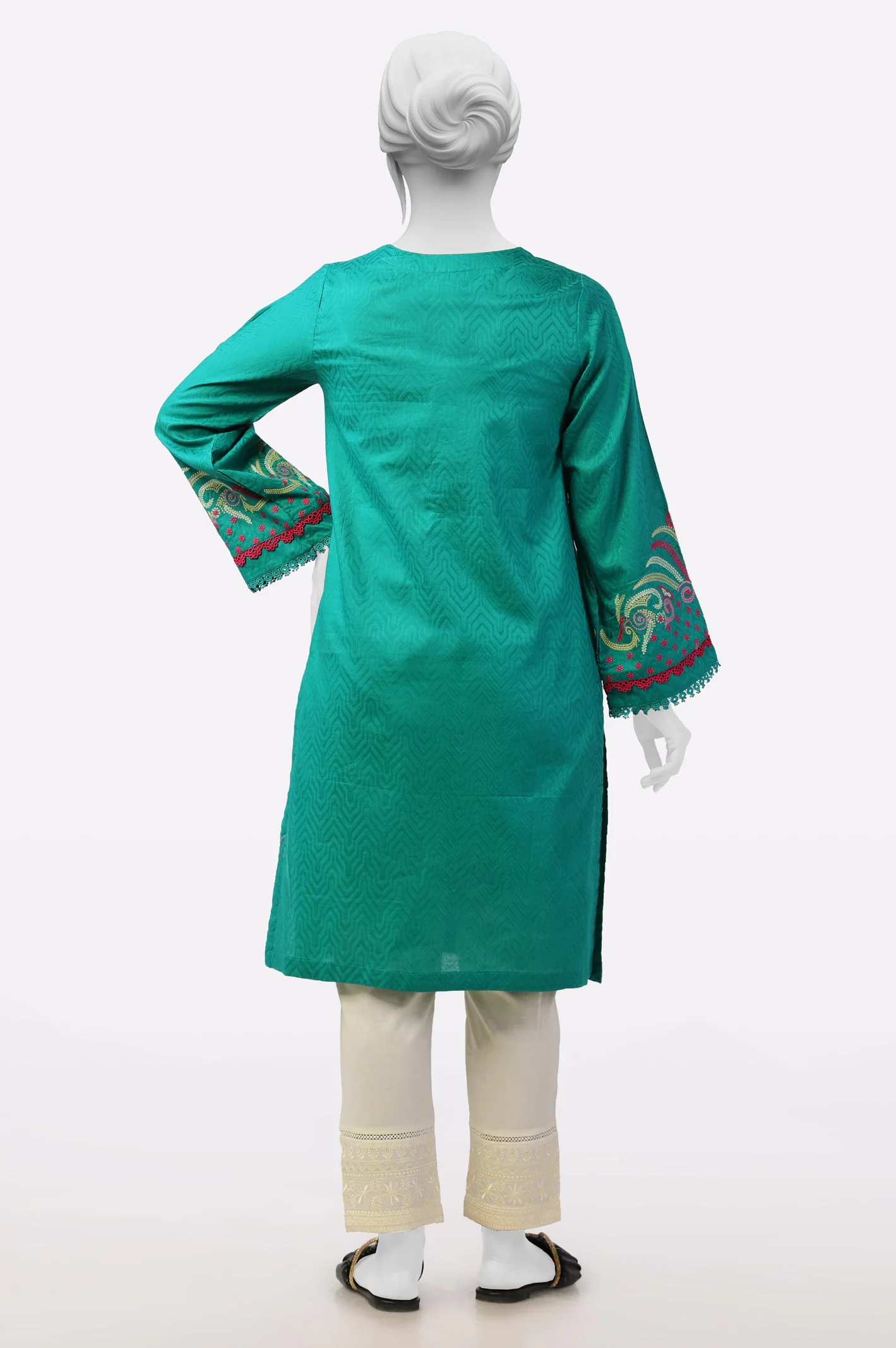 Green Embroidered Kurti - Image 4