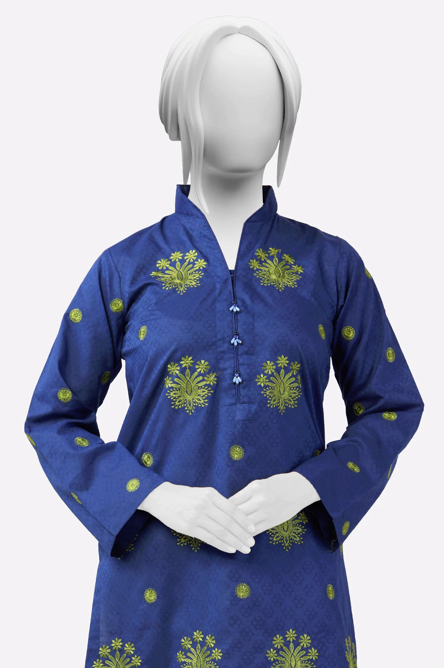 Navy Blue Embroidered Kurti - Image 2