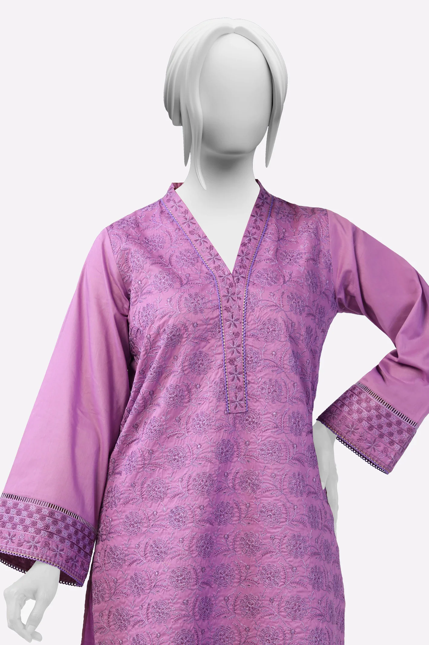 Purple Embroidered Kurti - Image 2