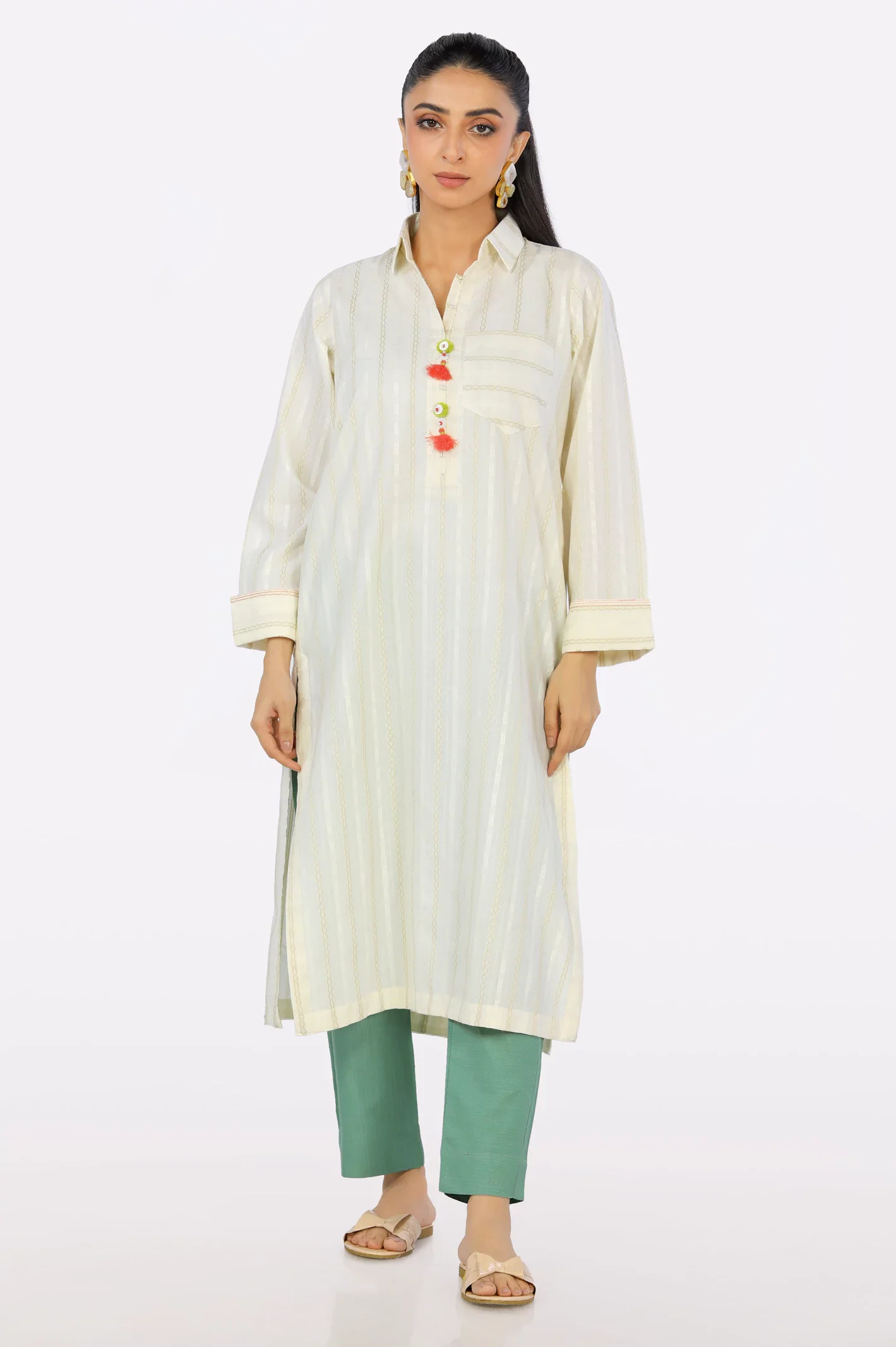 Cream Dyed Kurti - Image 2