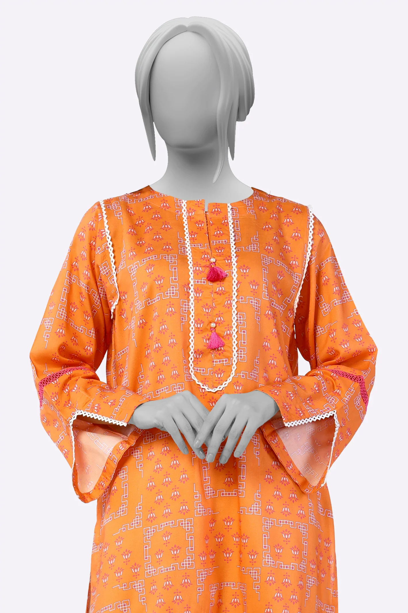 Orange Embroidered Kurti - Image 2