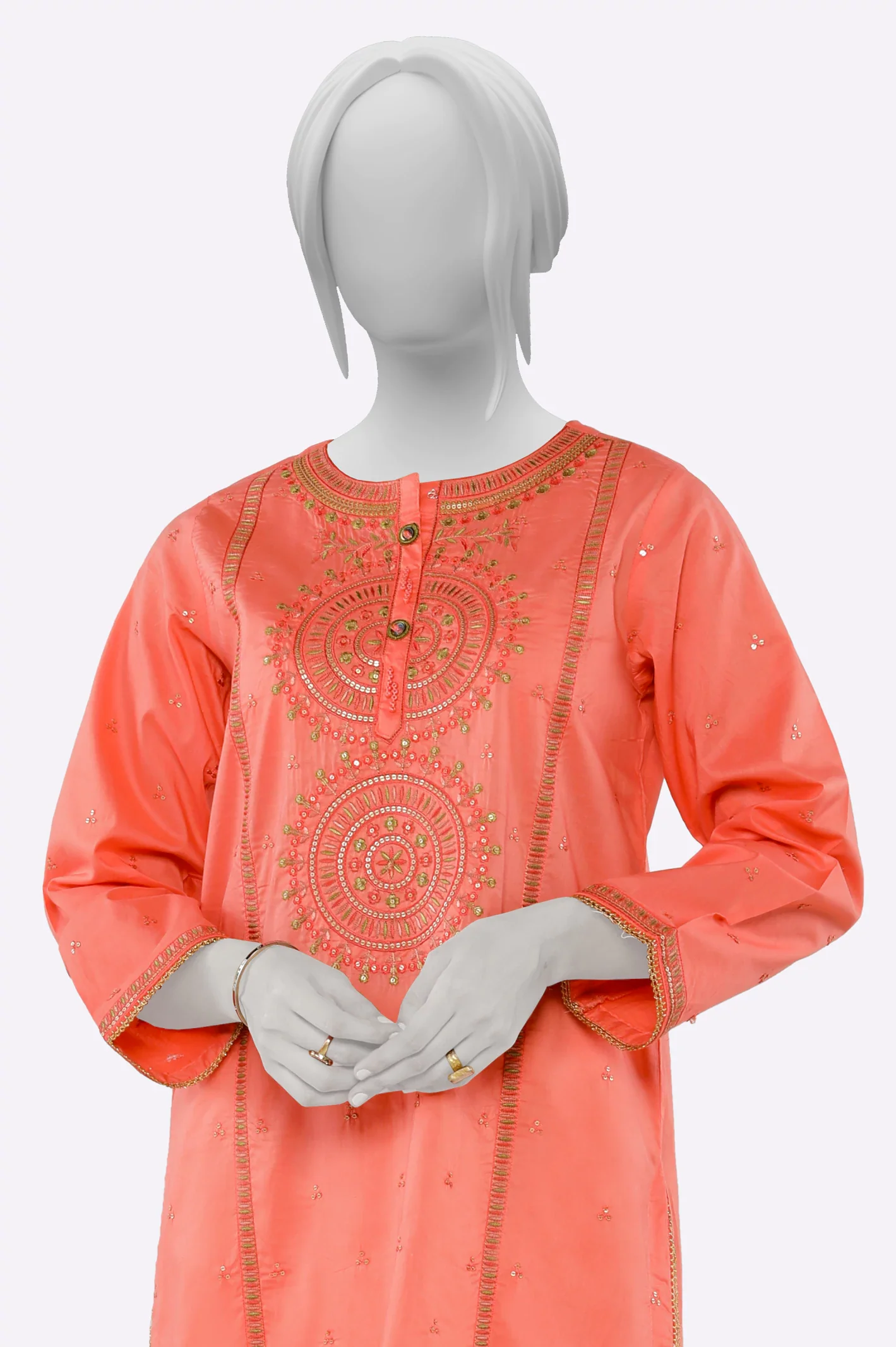 Peach Embroidered Kurti - Image 2