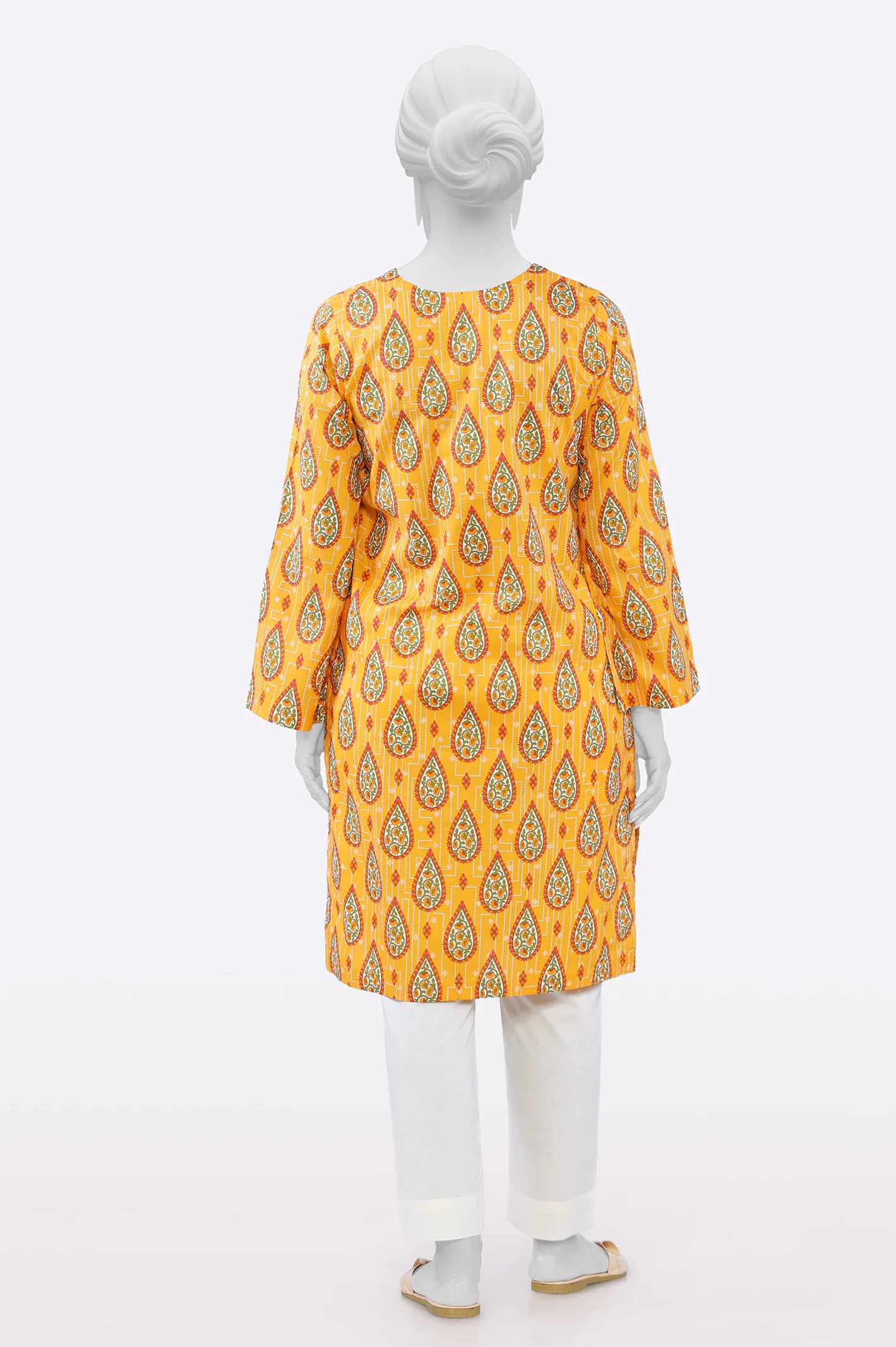 Orange Printed Kurti - Image 3